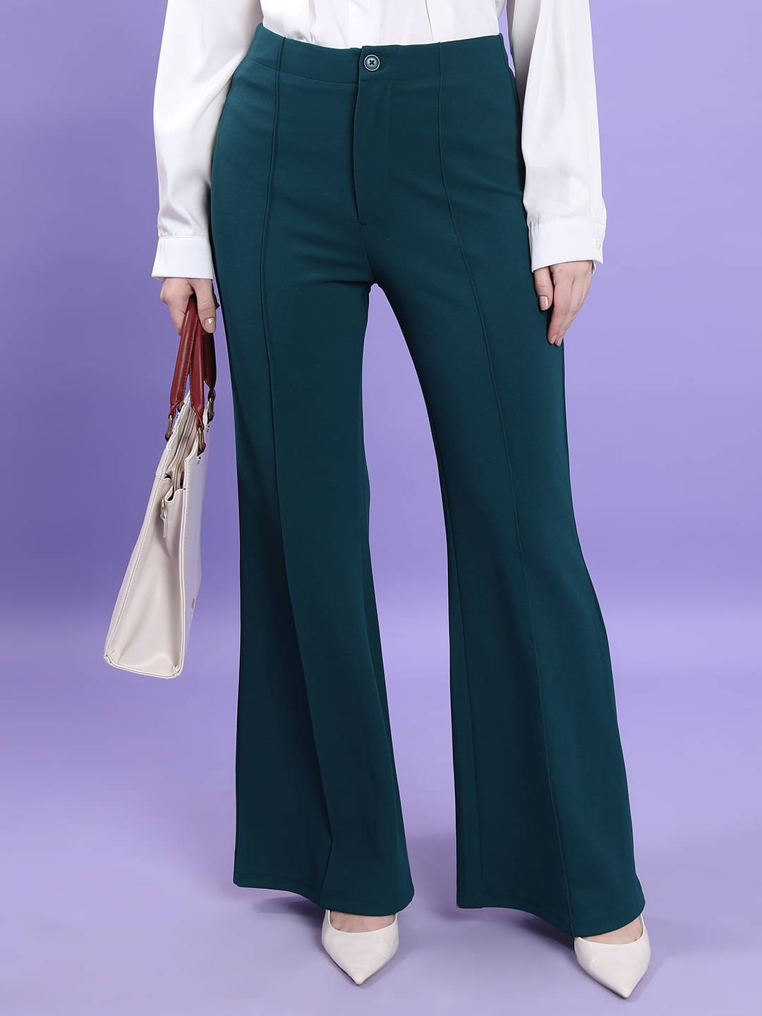     			Tokyo Talkies Pack of 1 Polyester Regular Women's Casual Pants ( Teal )