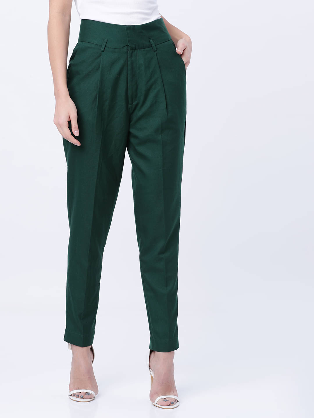     			Tokyo Talkies Pack of 1 Lycra Regular Women's Casual Pants ( Green )