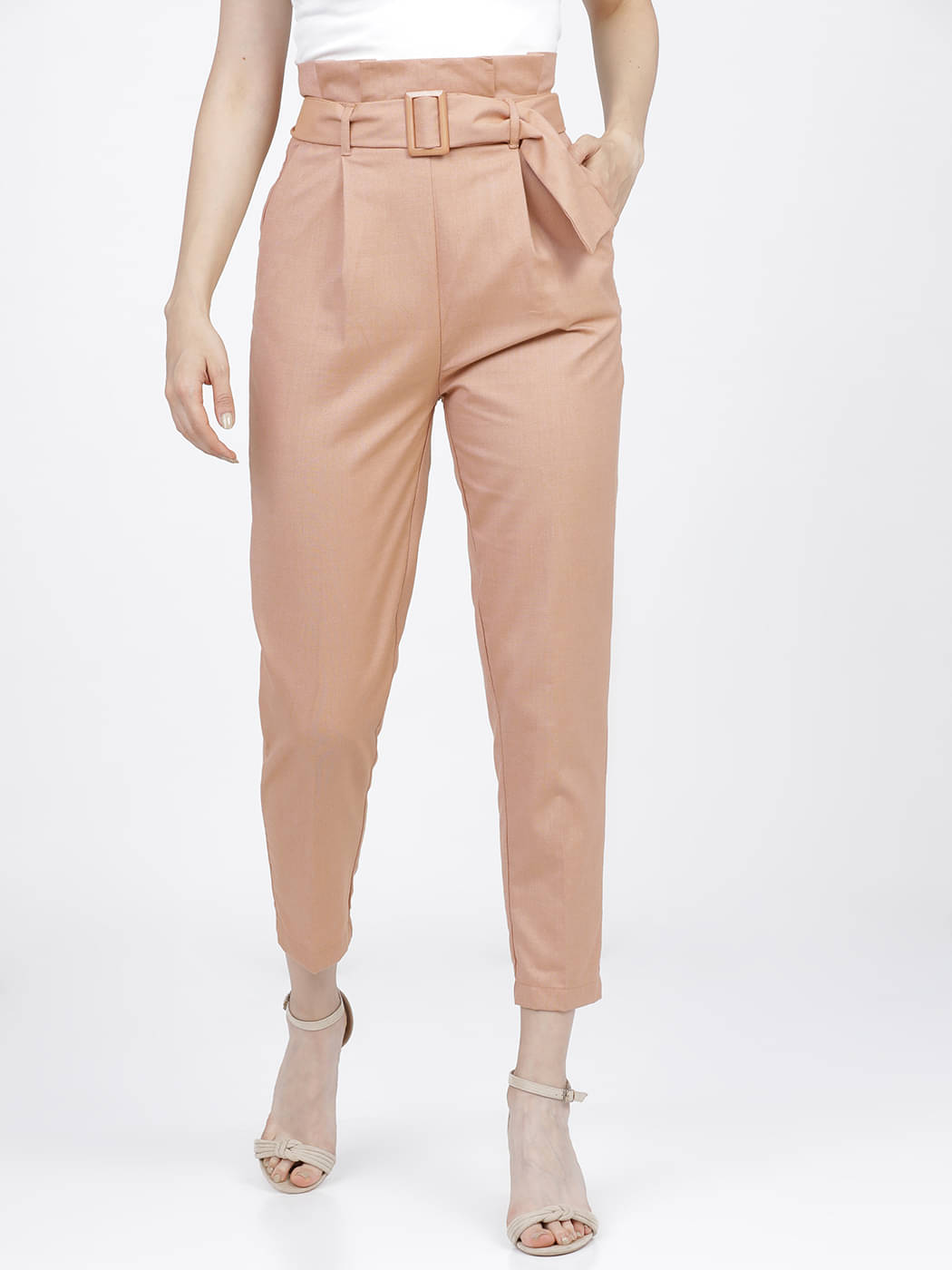     			Tokyo Talkies Pack of 1 Polyester Tapered Women's Casual Pants ( Peach )