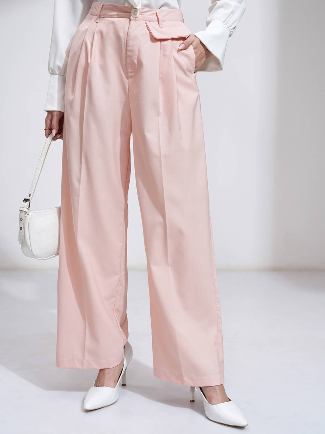     			Tokyo Talkies Pack of 1 Polyester Regular Women's Casual Pants ( Pink )