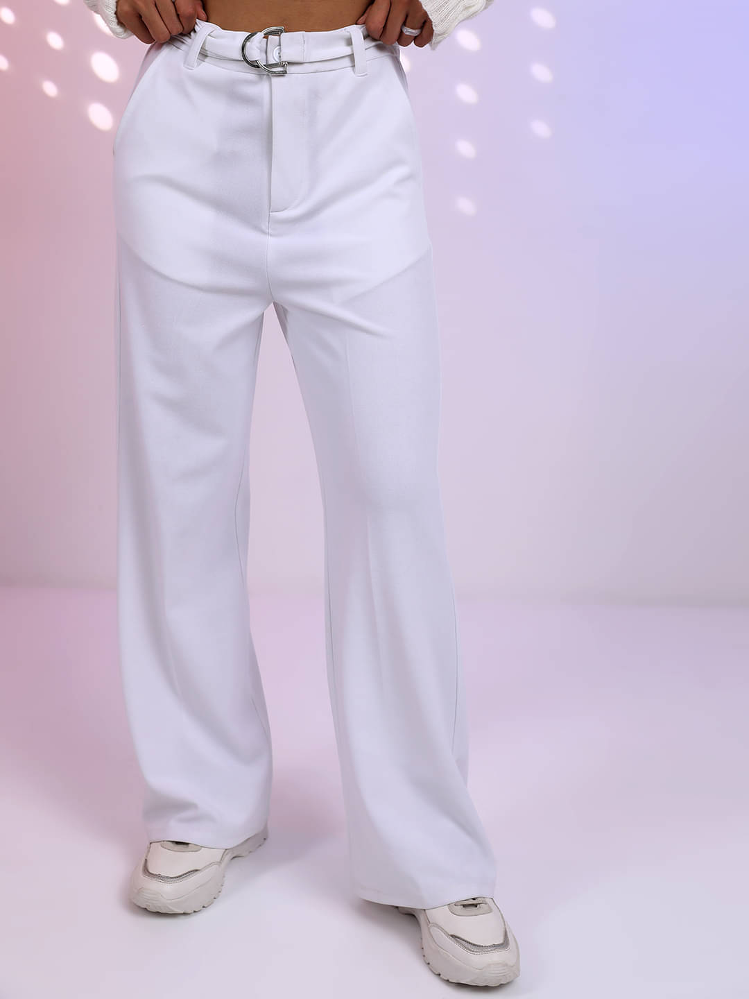     			Tokyo Talkies Pack of 1 Polyester Regular Women's Casual Pants ( White )