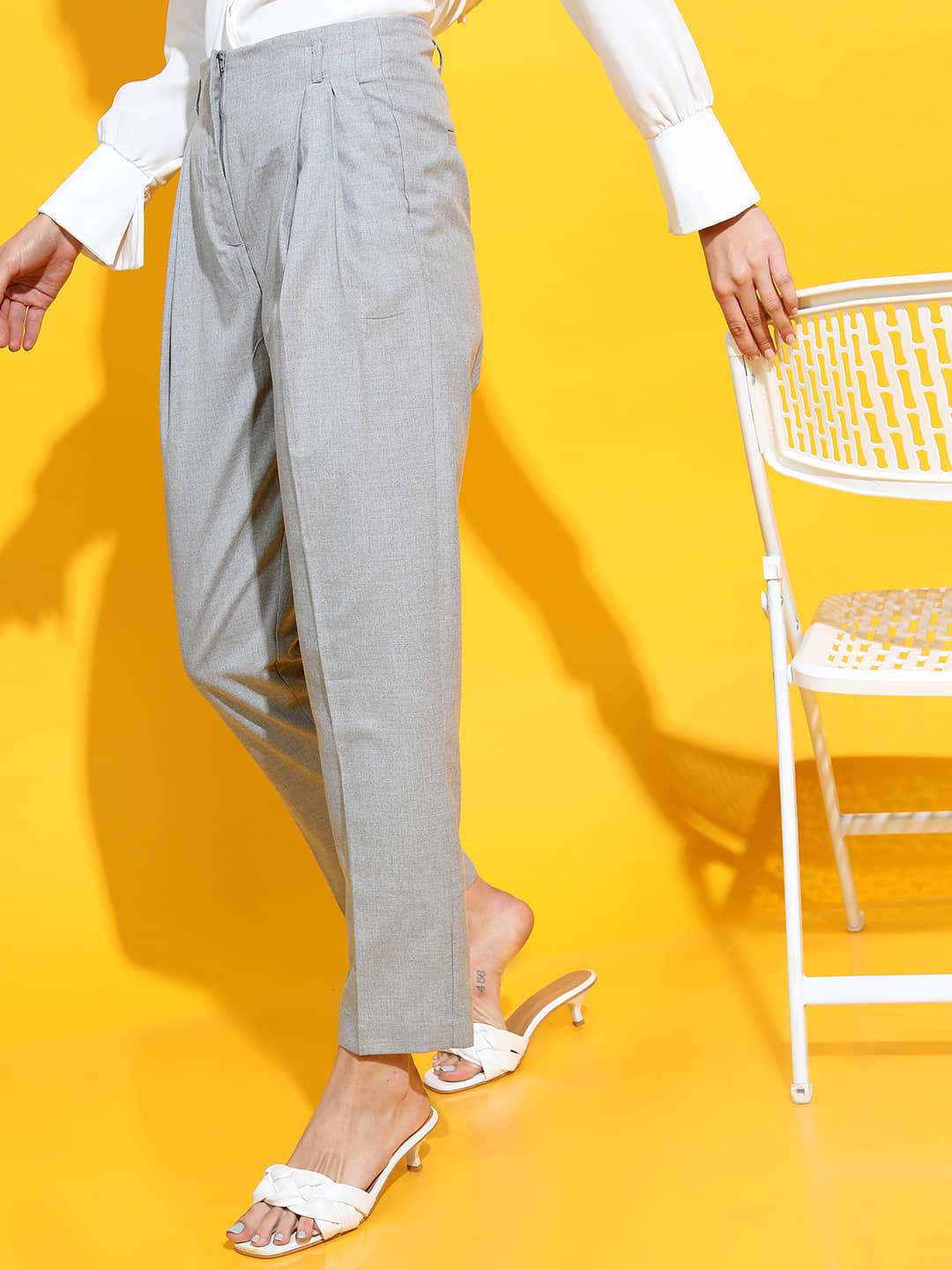 Tokyo Talkies Pack of 1 Polyester Regular Women's Casual Pants ( Grey ) - Trousers | Buy online on ZillyBuy