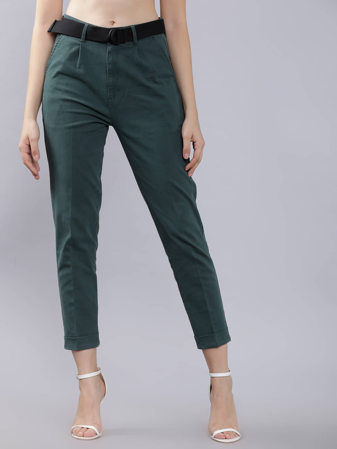     			Tokyo Talkies Pack of 1 Cotton Blend Regular Women's Casual Pants ( Teal )