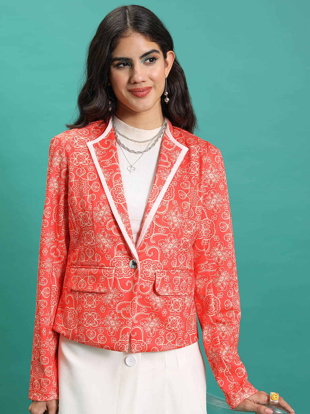     			Tokyo Talkies - Polyester Blend Orange Blazers