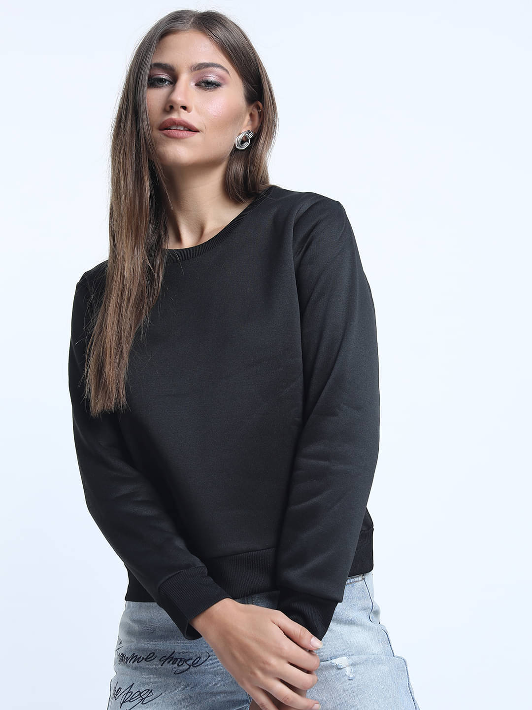     			Tokyo Talkies Polyester Women's Non Hooded Sweatshirt ( Black )