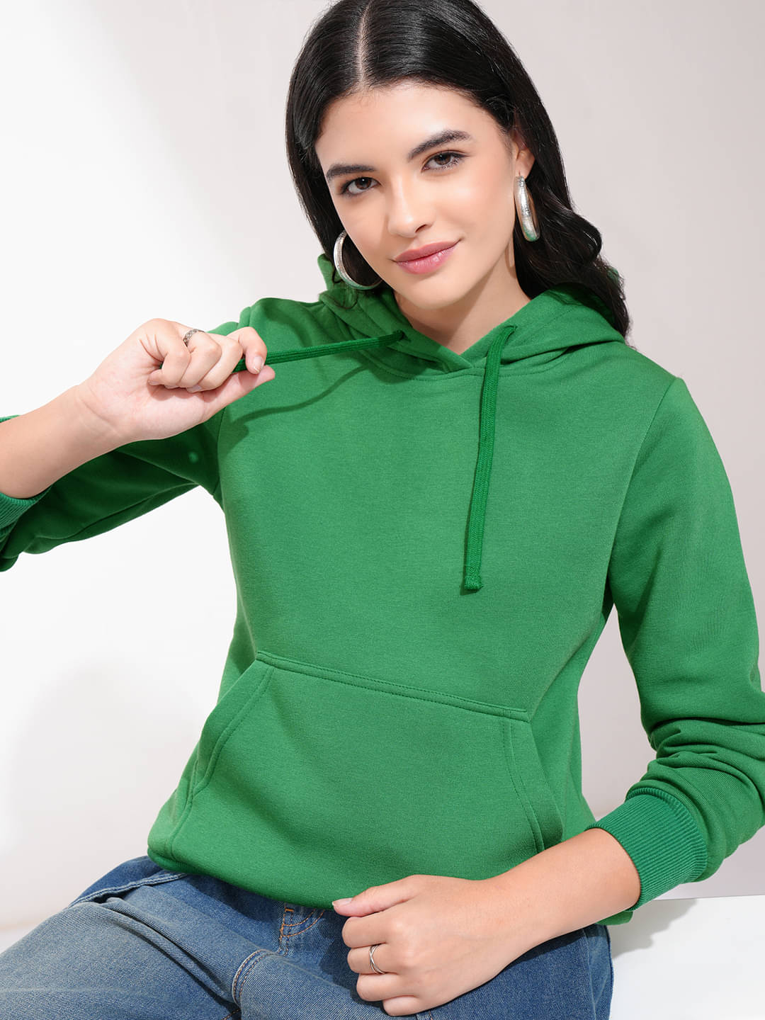 Tokyo Talkies Women Polyester Sweatshirt ( Green )     			Tokyo Talkies Women Polyester Sweatshirt ( Green )