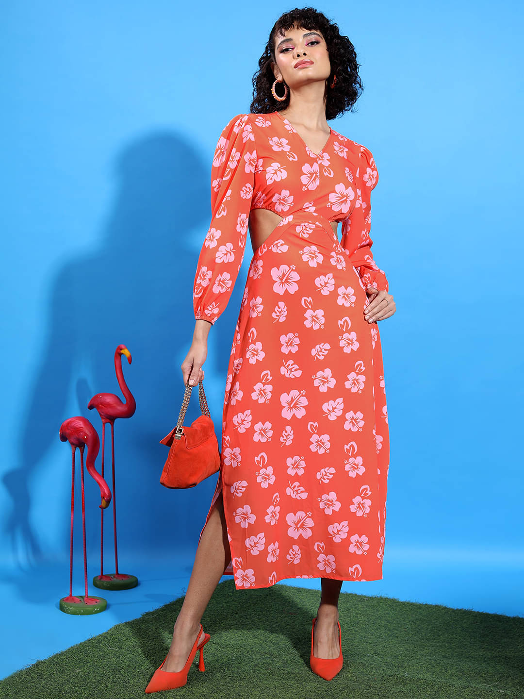     			Tokyo Talkies Women Polyester Printed Maxi ( Orange )