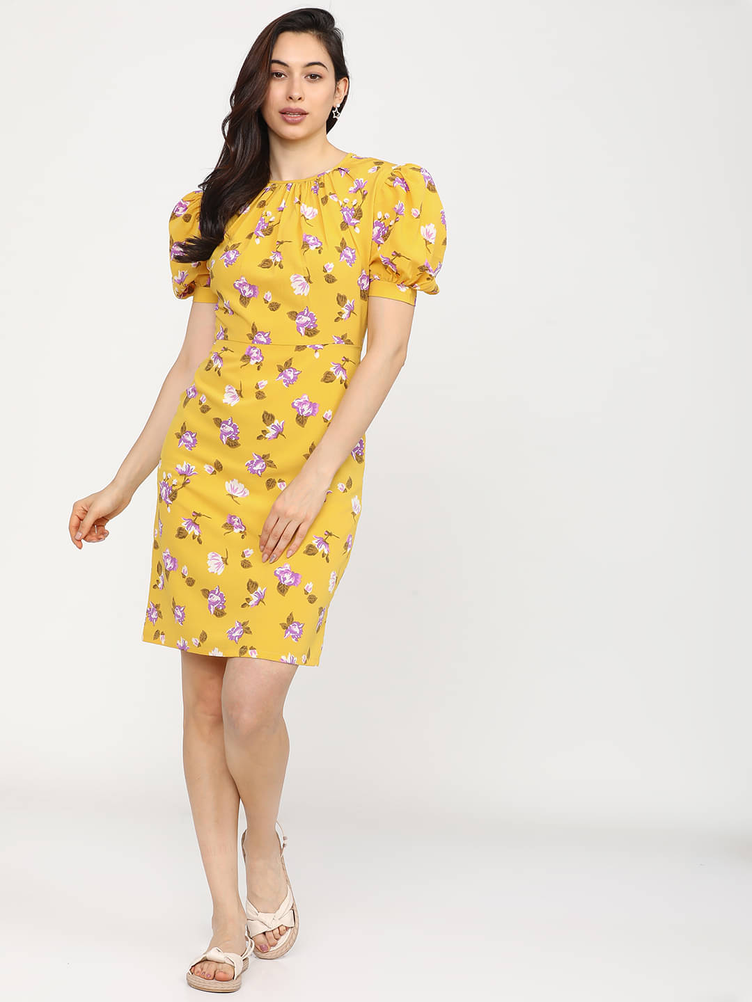     			Tokyo Talkies Women Polyester Printed Bodycon Dress ( Yellow )