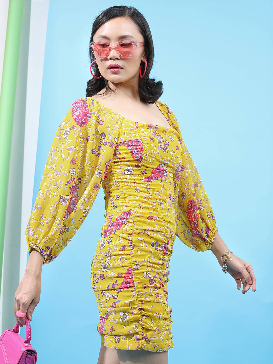    			Tokyo Talkies Women Polyester Printed Fit & Flare Dress ( Yellow )