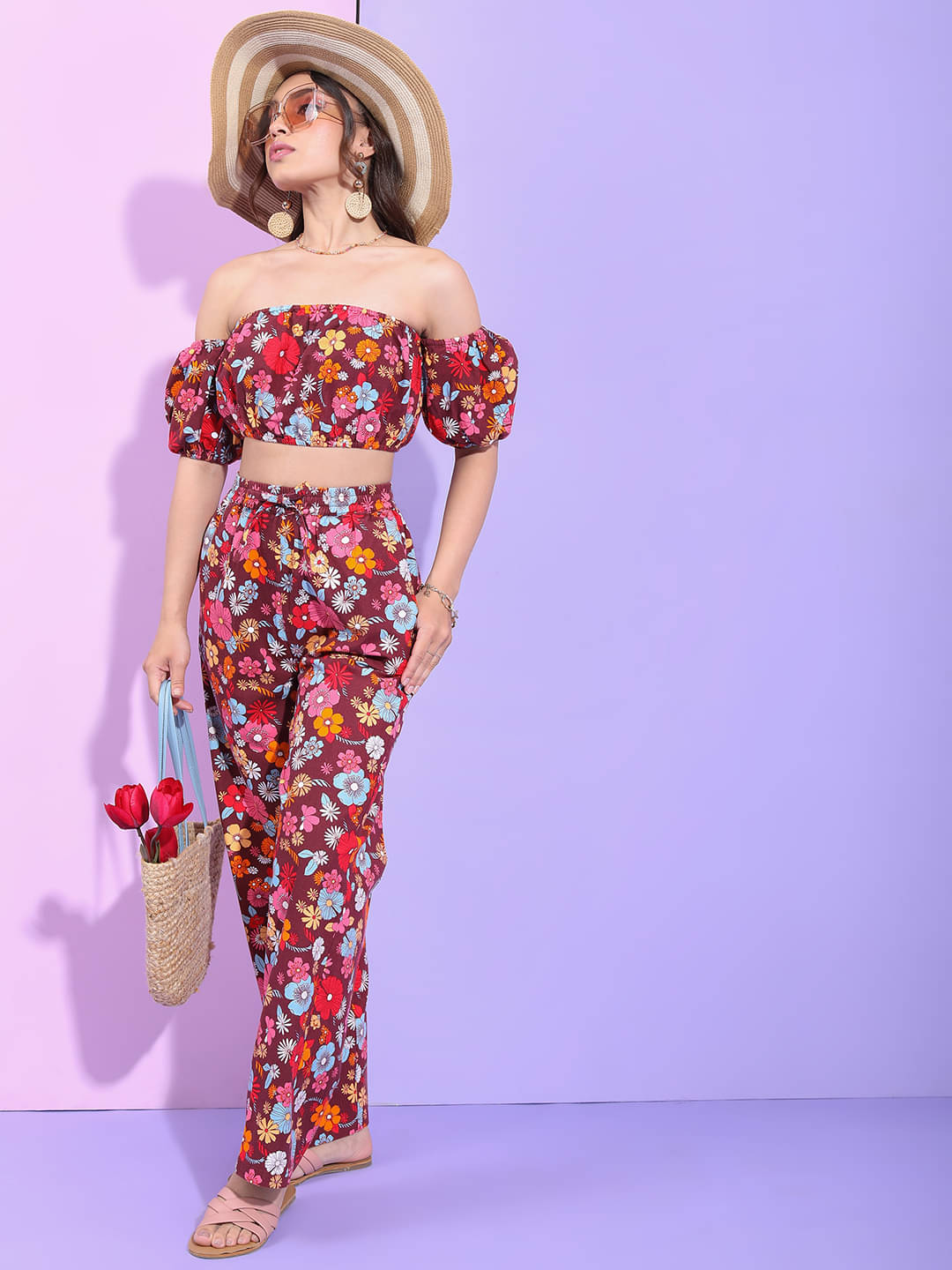    			Tokyo Talkies Women Printed Top With Trousers Co-Ord Set ( Multi Color )