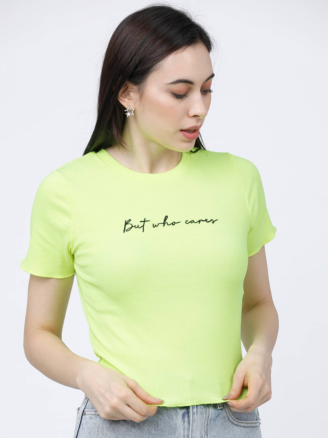     			Tokyo Talkies Women's Cotton Blend Regular Top ( Green )