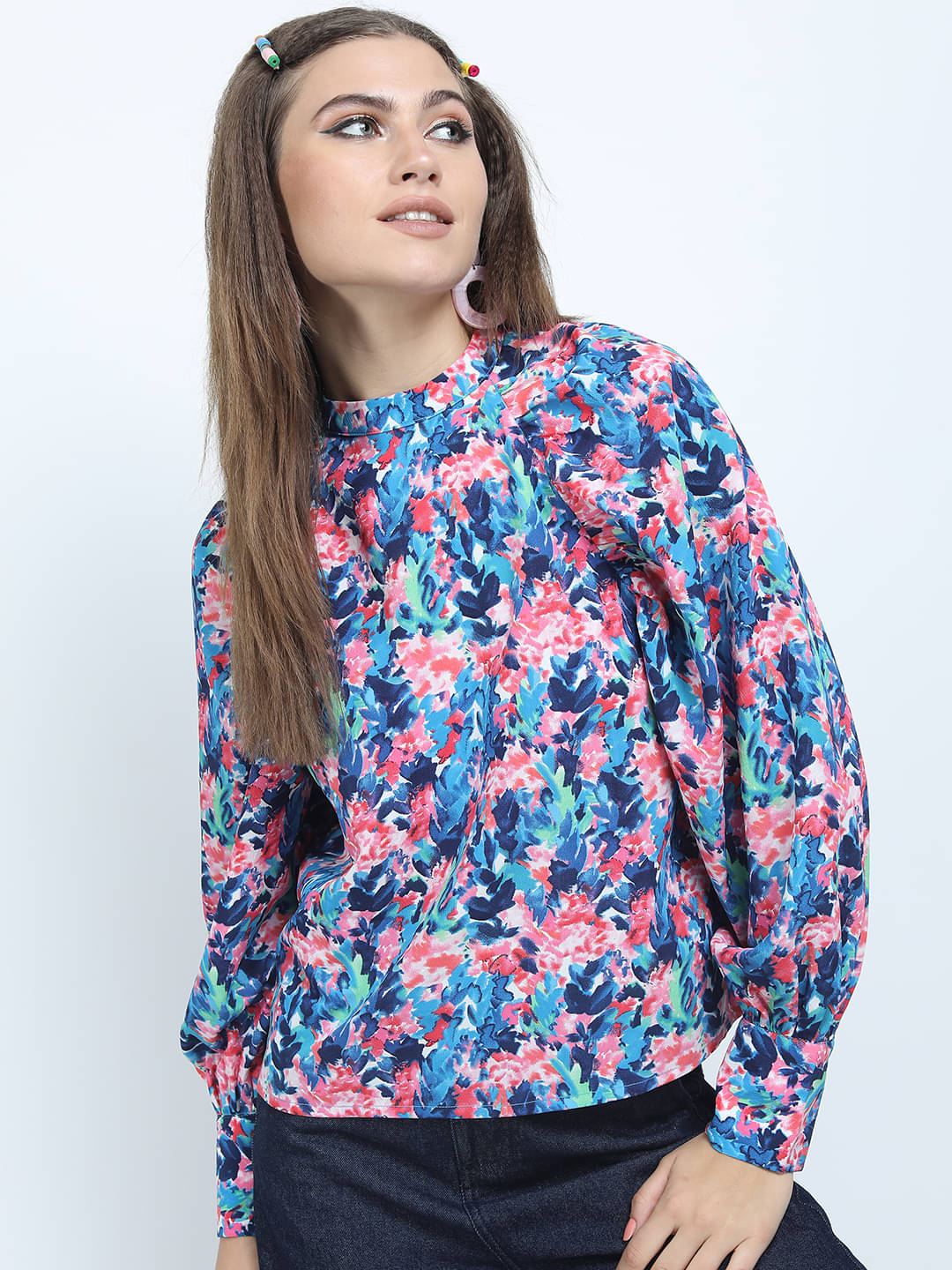 Tokyo Talkies Women's Polyester Regular Top ( Blue ) Tokyo Talkies Women's Polyester Regular Top ( Blue )
