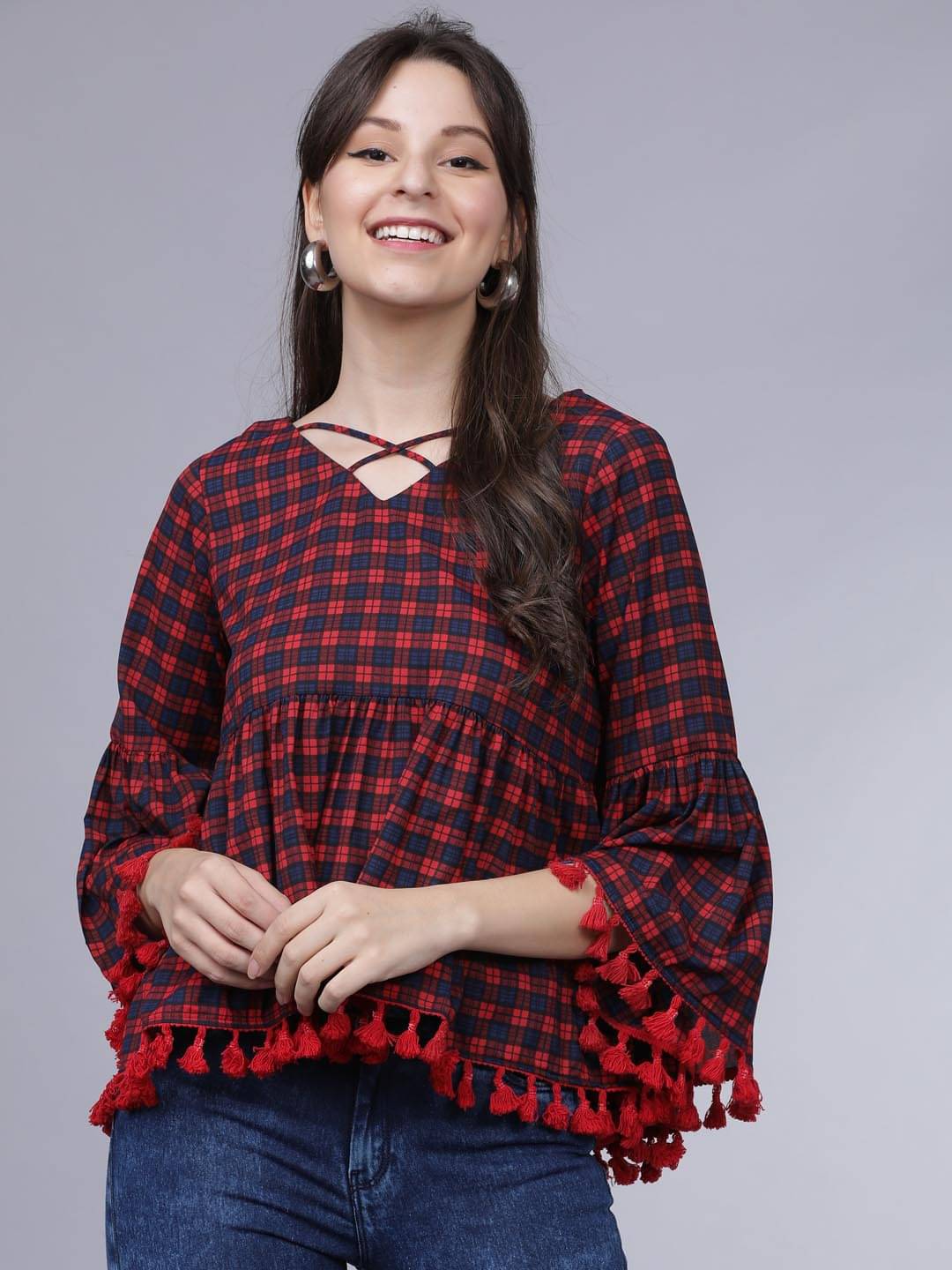     			Tokyo Talkies Women's Polyester Regular Top ( Red )