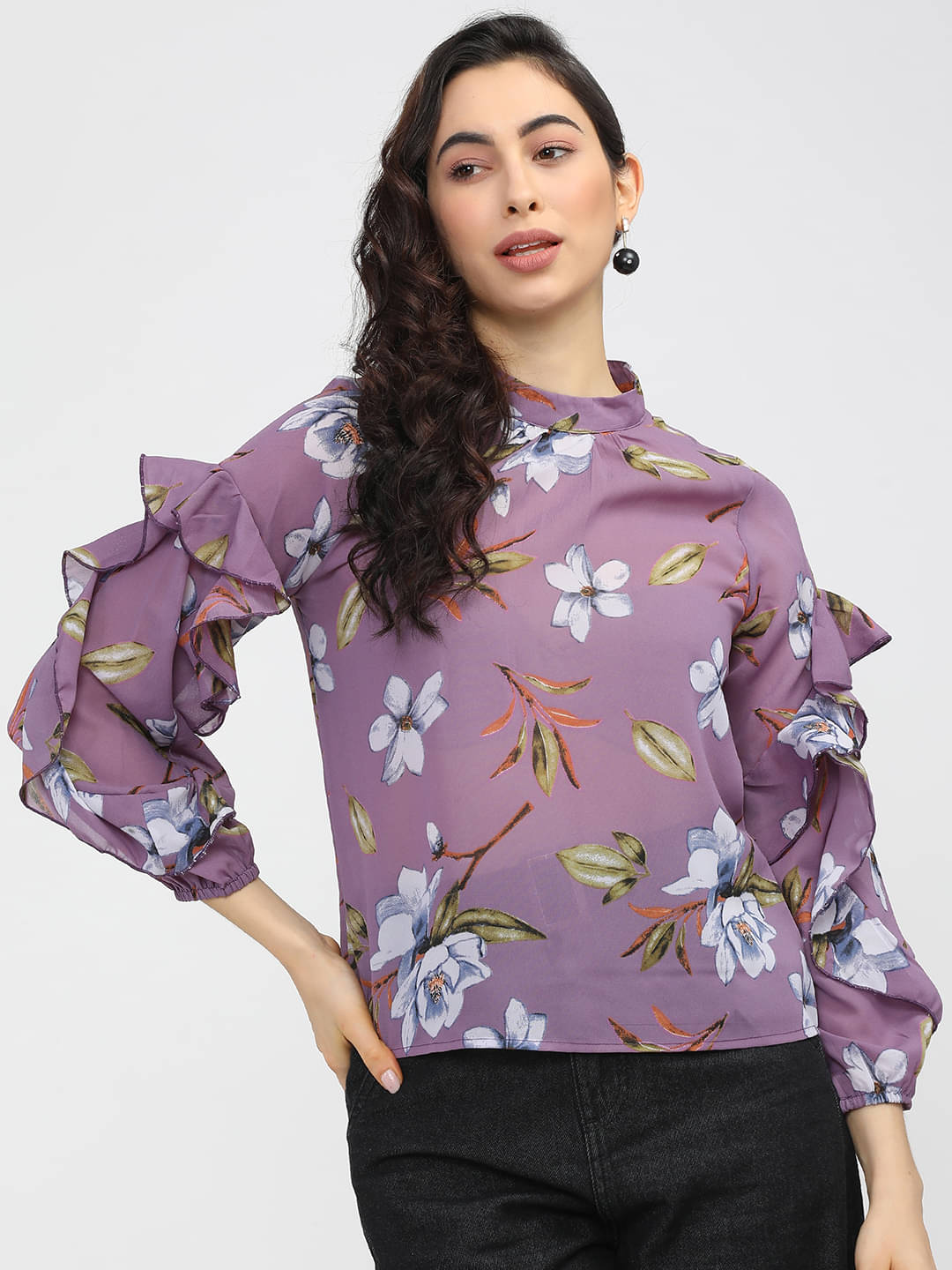     			Tokyo Talkies Women's Polyester Regular Top ( Purple )