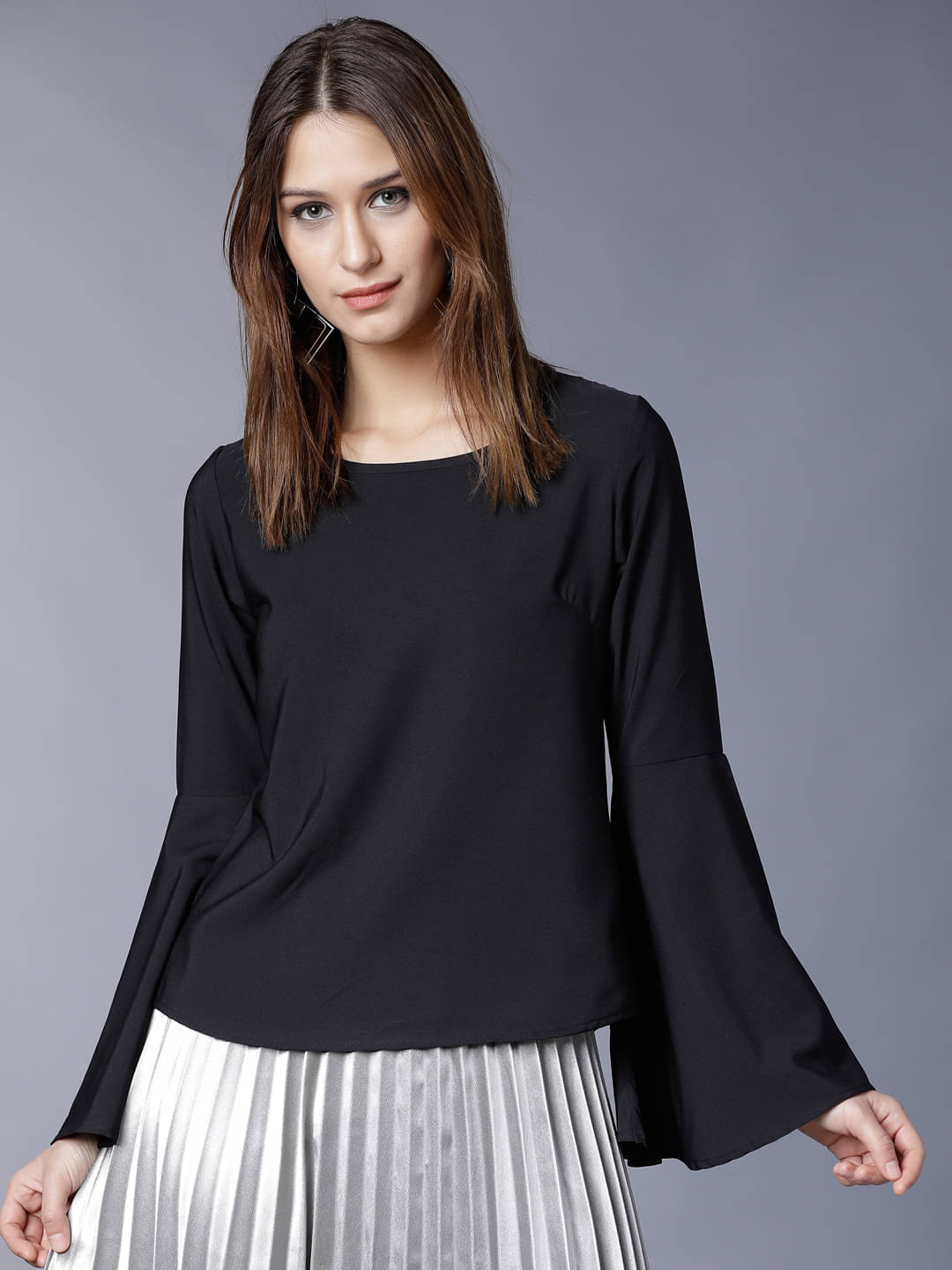 Tokyo Talkies Women's Polyester Regular Top ( Black )     			Tokyo Talkies Women's Polyester Regular Top ( Black )