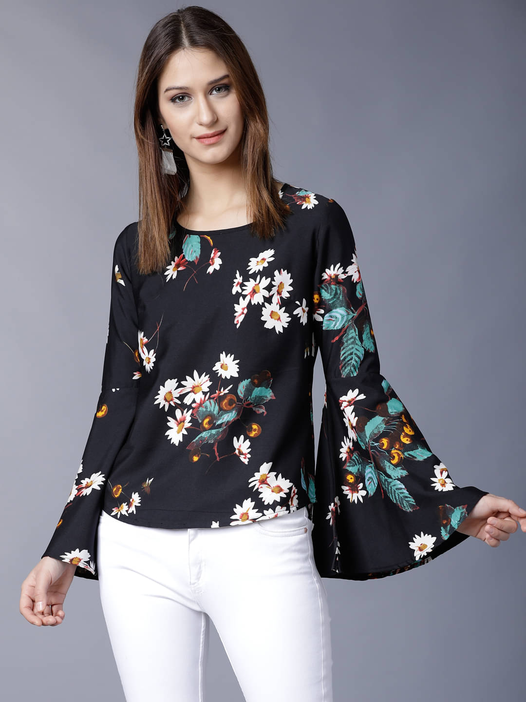     			Tokyo Talkies Women's Polyester Regular Top ( Black )