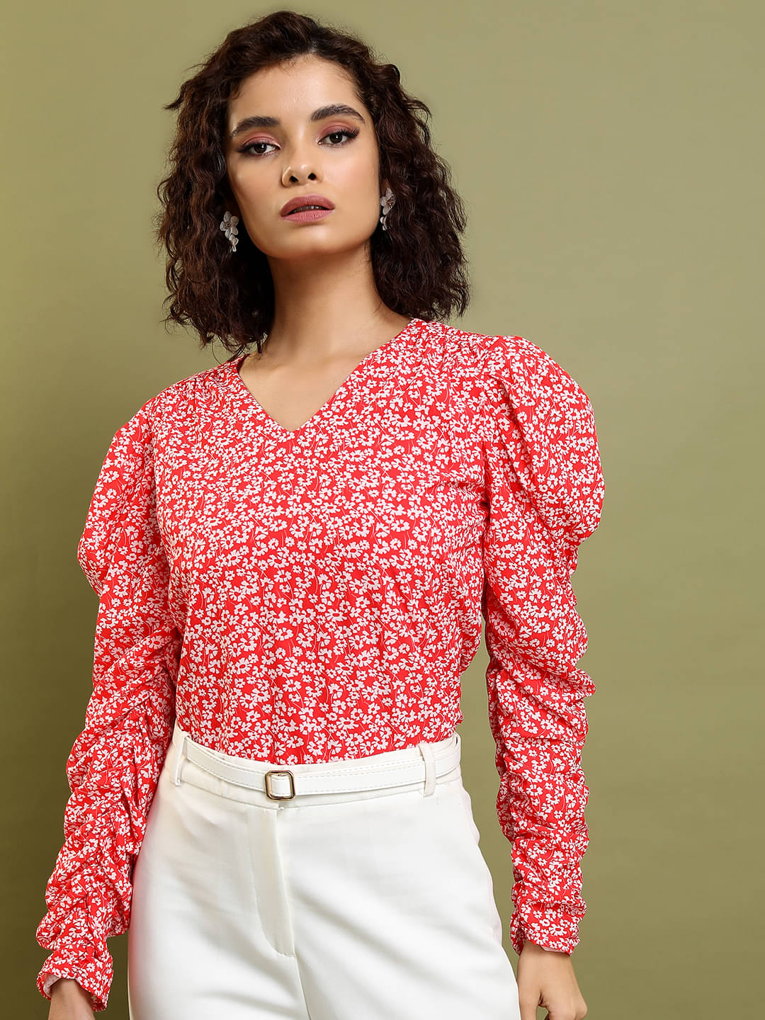 Tokyo Talkies Women's Polyester Regular Top ( Red ) Tokyo Talkies Women's Polyester Regular Top ( Red )