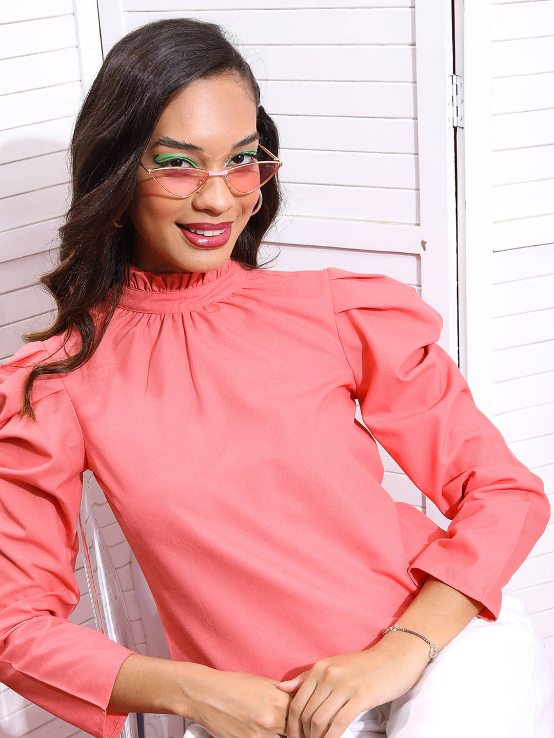 Tokyo Talkies Women's Polyester Regular Top ( Pink ) Tokyo Talkies Women's Polyester Regular Top ( Pink )