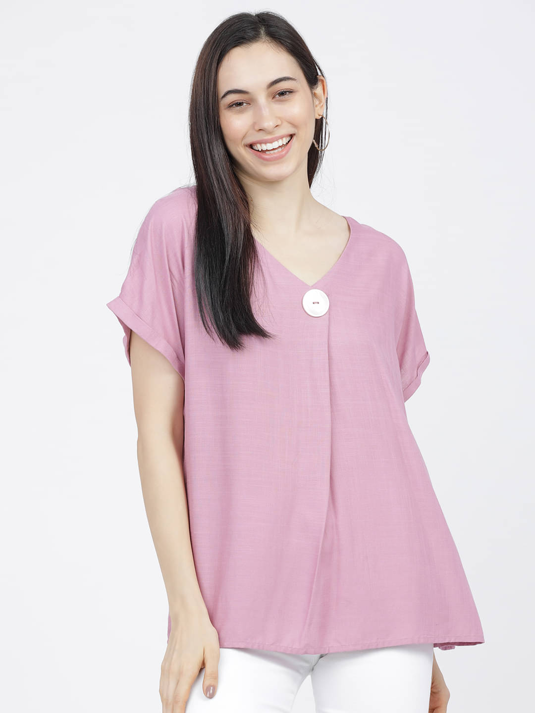 Tokyo Talkies Women's Viscose Regular Top ( Purple ) Tokyo Talkies Women's Viscose Regular Top ( Purple )