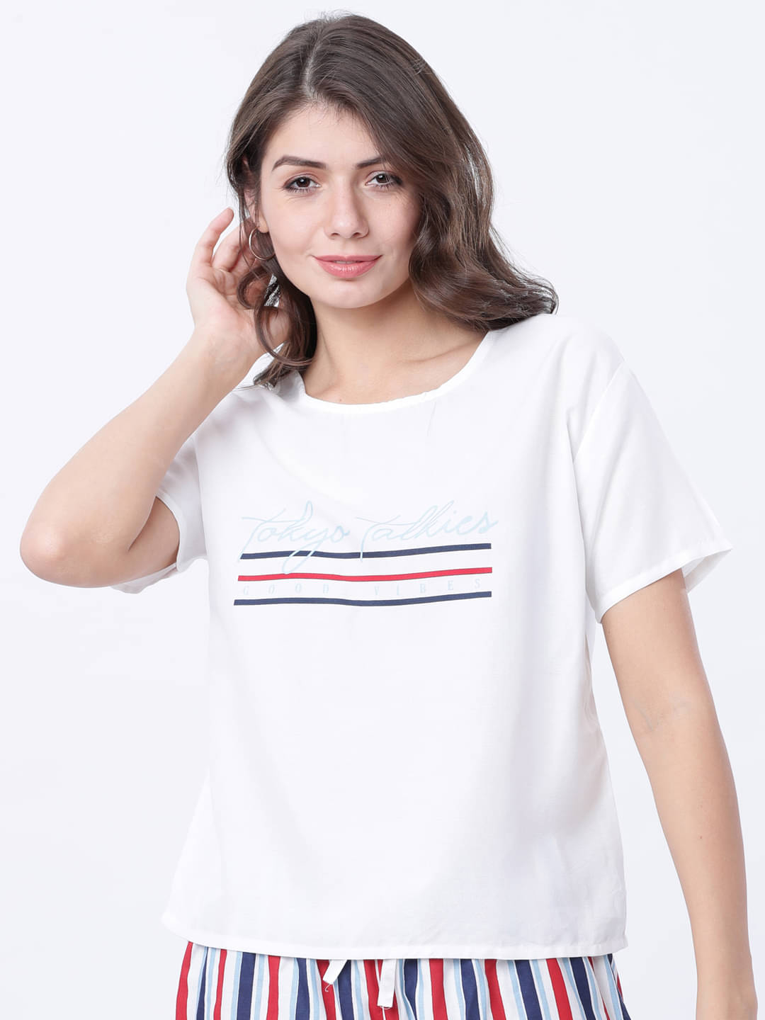 Tokyo Talkies Women's Viscose Regular Top ( White ) Tokyo Talkies Women's Viscose Regular Top ( White )