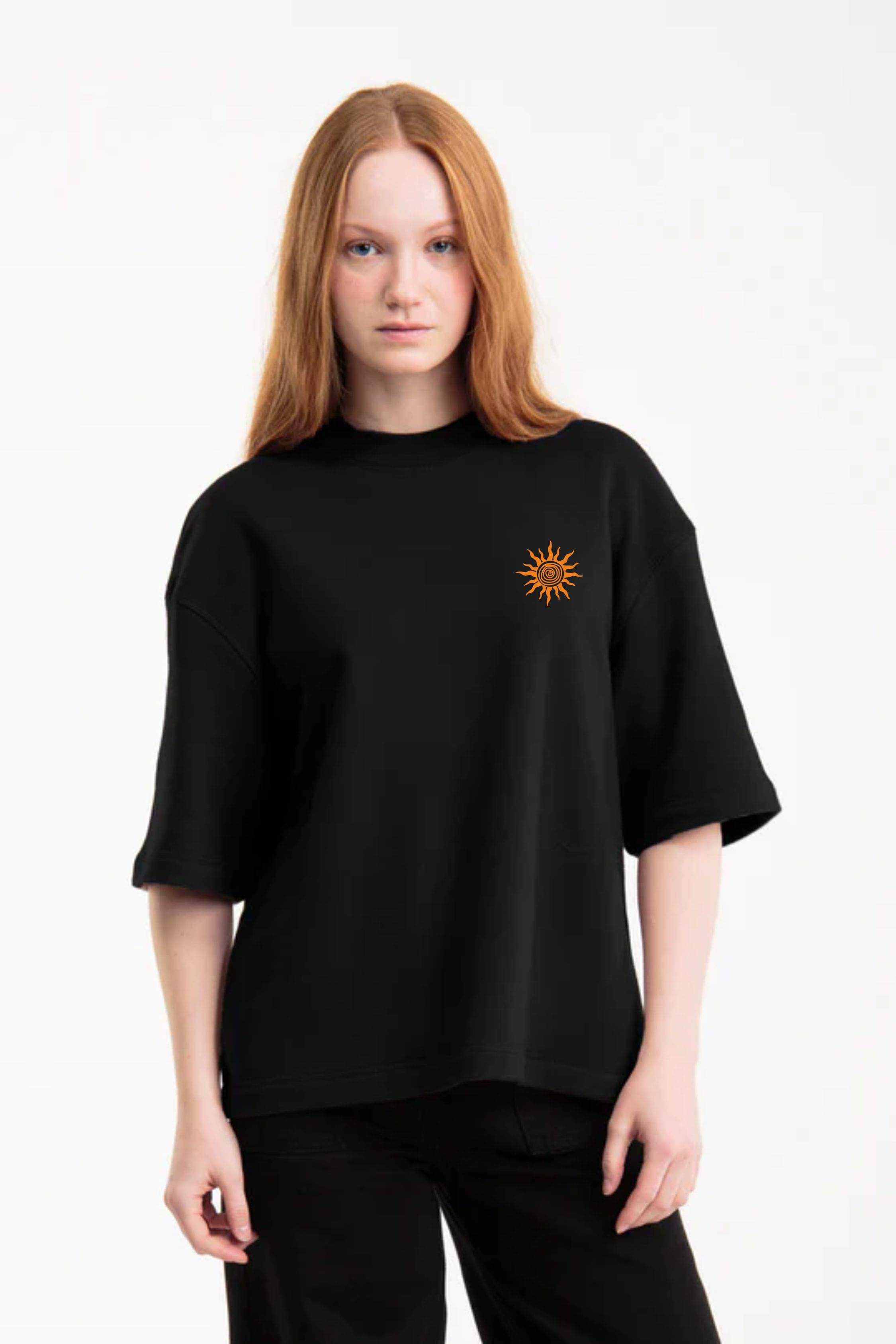 ekadravin Women Cotton Printed Oversized Fit Round Neck T-Shirt ( Black )     			ekadravin Women Cotton Printed Oversized Fit Round Neck T-Shirt ( Black )