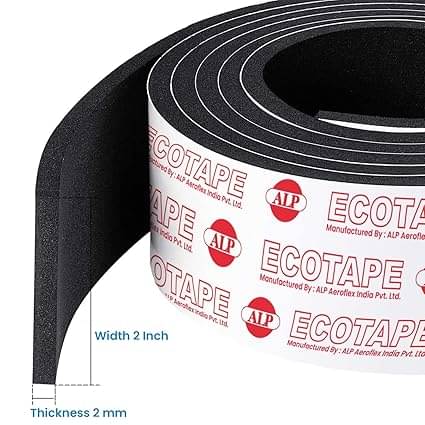     			ALP Nitrile Self Adhesive Insulation Foam Tape, ECOTAPE, Class O For Matel Heat, Air Conditioning, industrial Freezers, Refrigerators (2"(W) X 3 mm(T) X 9.1 Meter(L)) - Black, Pack of 1