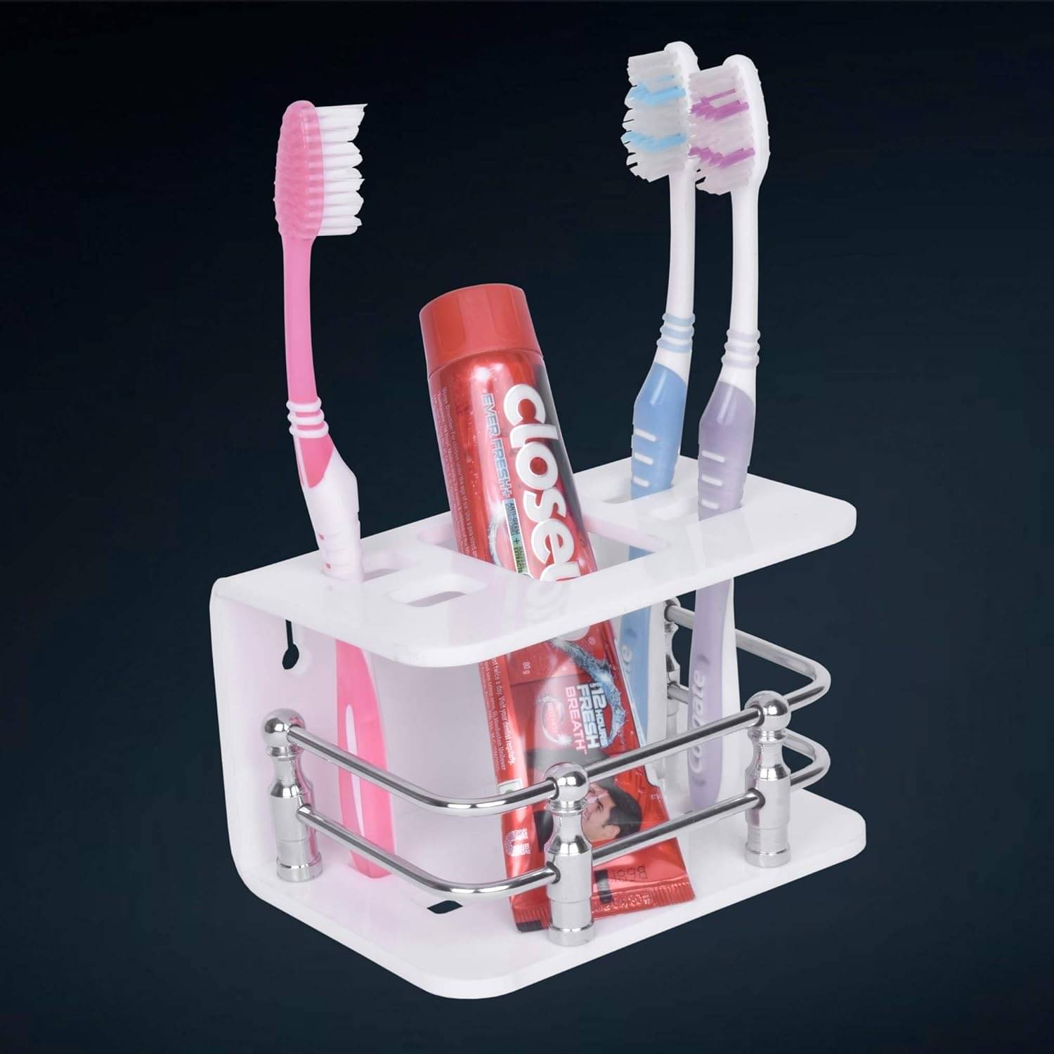     			Acrylic Sheet Toothbrush stands  Holder Bathroom Accessories for Home, Pack of 1, White, Wall Mount