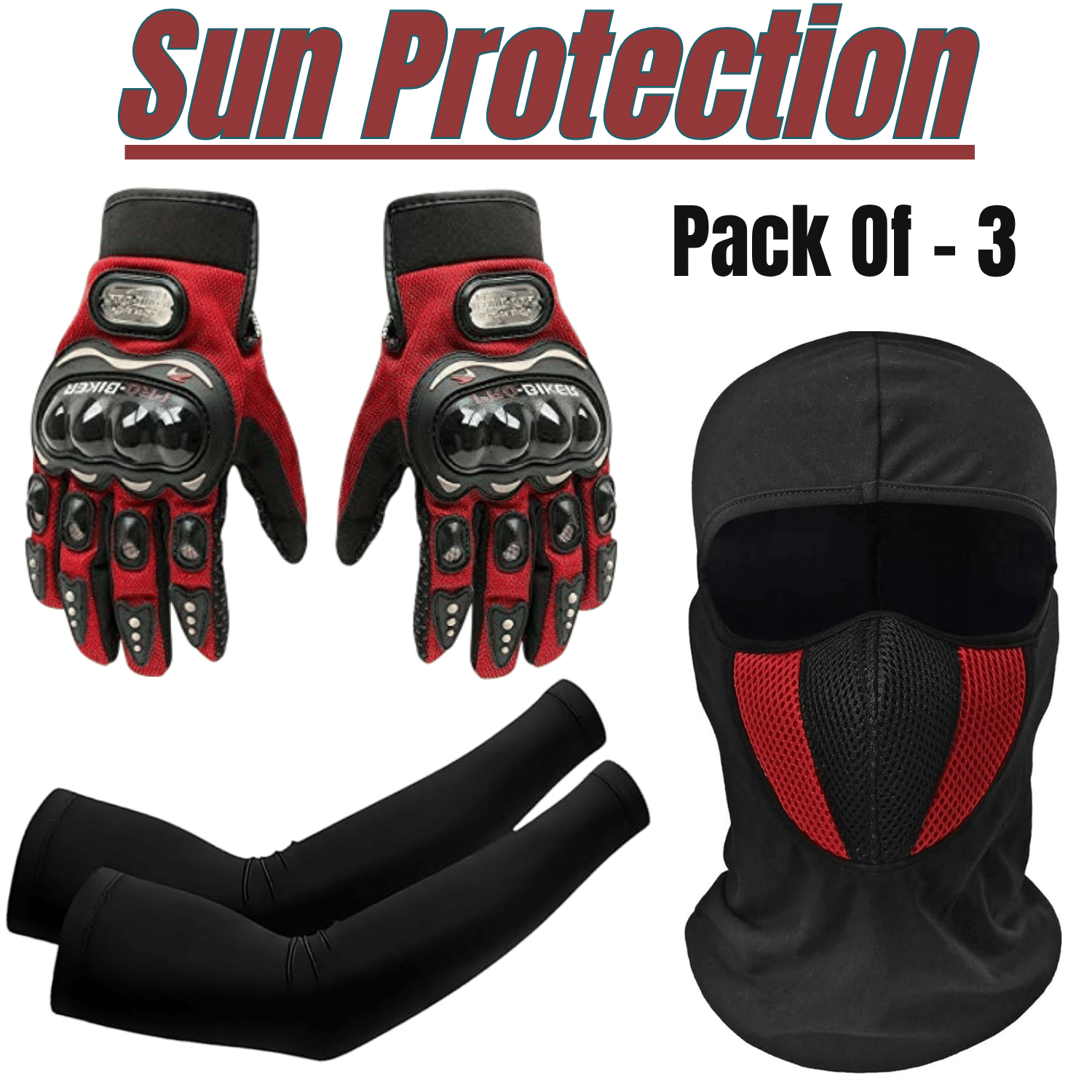Aksmit ( Pack Of - 3 ) Bike Riding Washable Dust Protection Sun Protection UV Men & Women Cycling Cricket & Running Full Cover Face Mask , Arm Sleeve Unisex Sports , Full Finger Bike Riding Gloves with Touch Screen Aksmit ( Pack Of - 3 ) Bike Riding Washable Dust Protection Sun Protection UV Men & Women Cycling Cricket & Running Full Cover Face Mask , Arm Sleeve Unisex Sports , Full Finger Bike Riding Gloves with Touch Screen