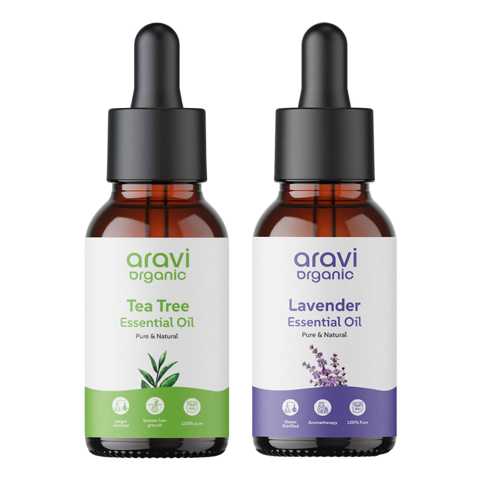 Aravi Organic Pure Tea Tree And Lavender Essential Oil For Healthy Hair and Skin Care (Pack of 2) Aravi Organic Pure Tea Tree And Lavender Essential Oil For Healthy Hair and Skin Care (Pack of 2)