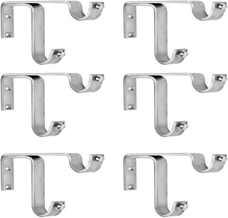     			Bzcarts Silver Stainless Steel Double Rod Bracket ( Pack of 6 )