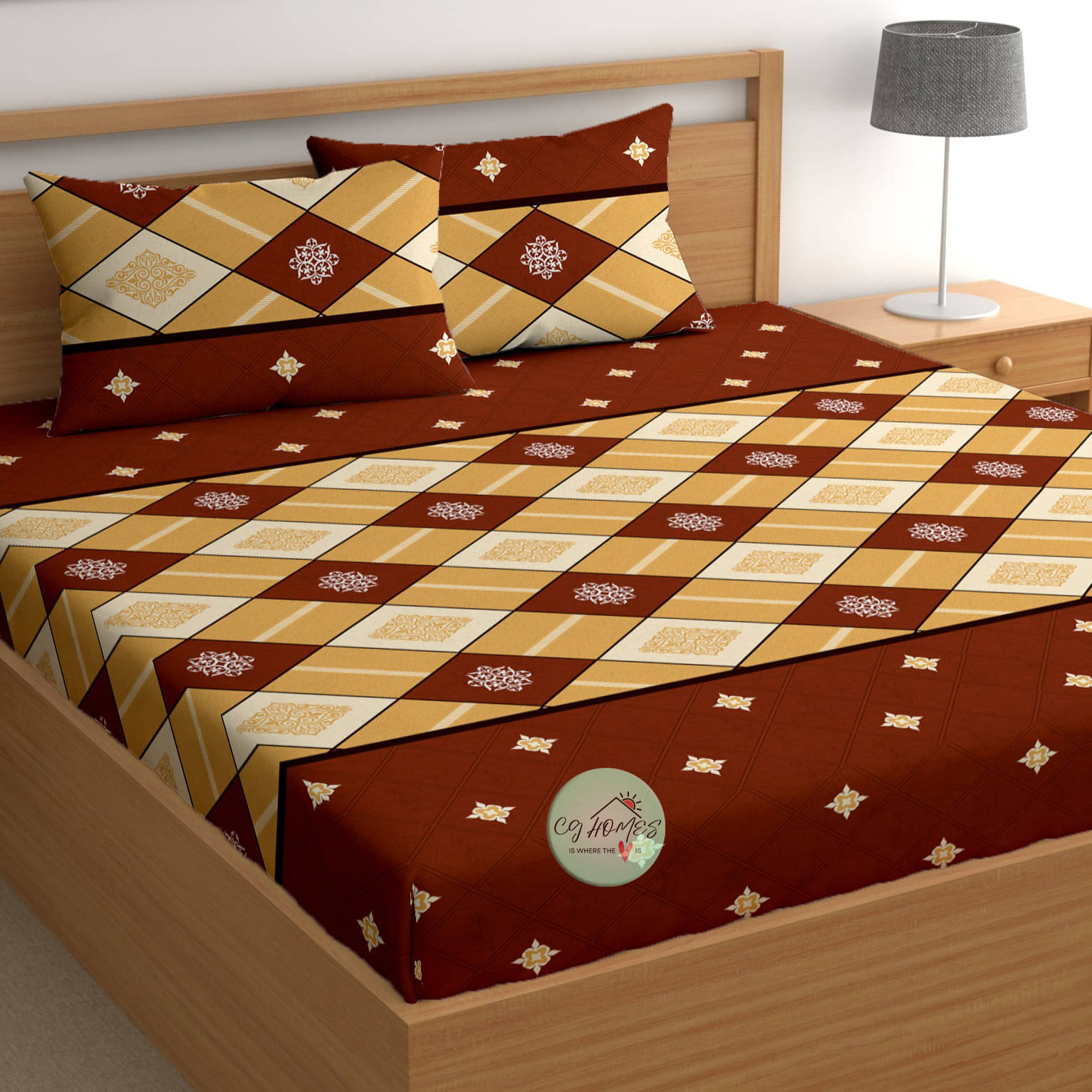     			CG HOMES Microfiber 1 Double Bedsheet with 2 Pillow Covers ( Brown )