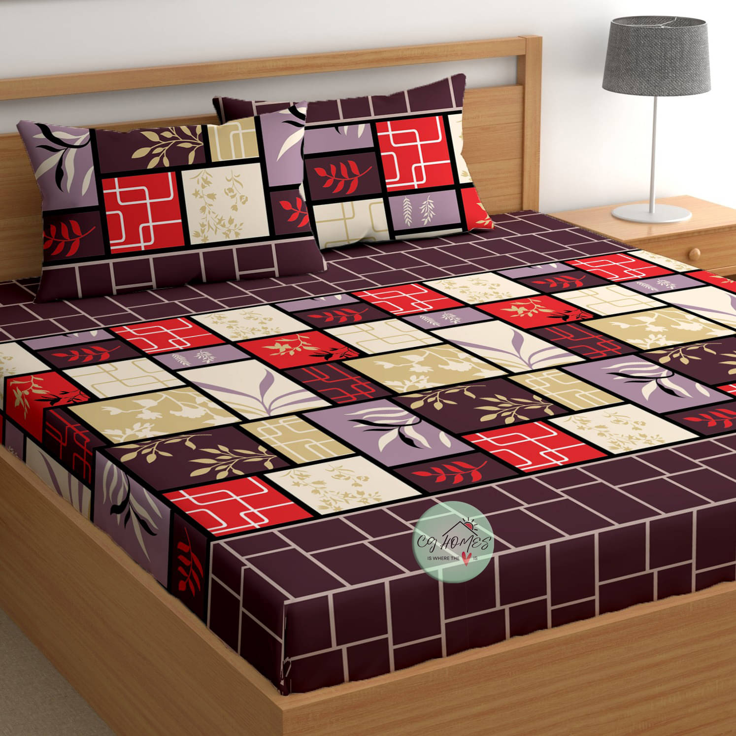     			CG HOMES Microfiber 1 Double Bedsheet with 2 Pillow Covers ( Multicolor )