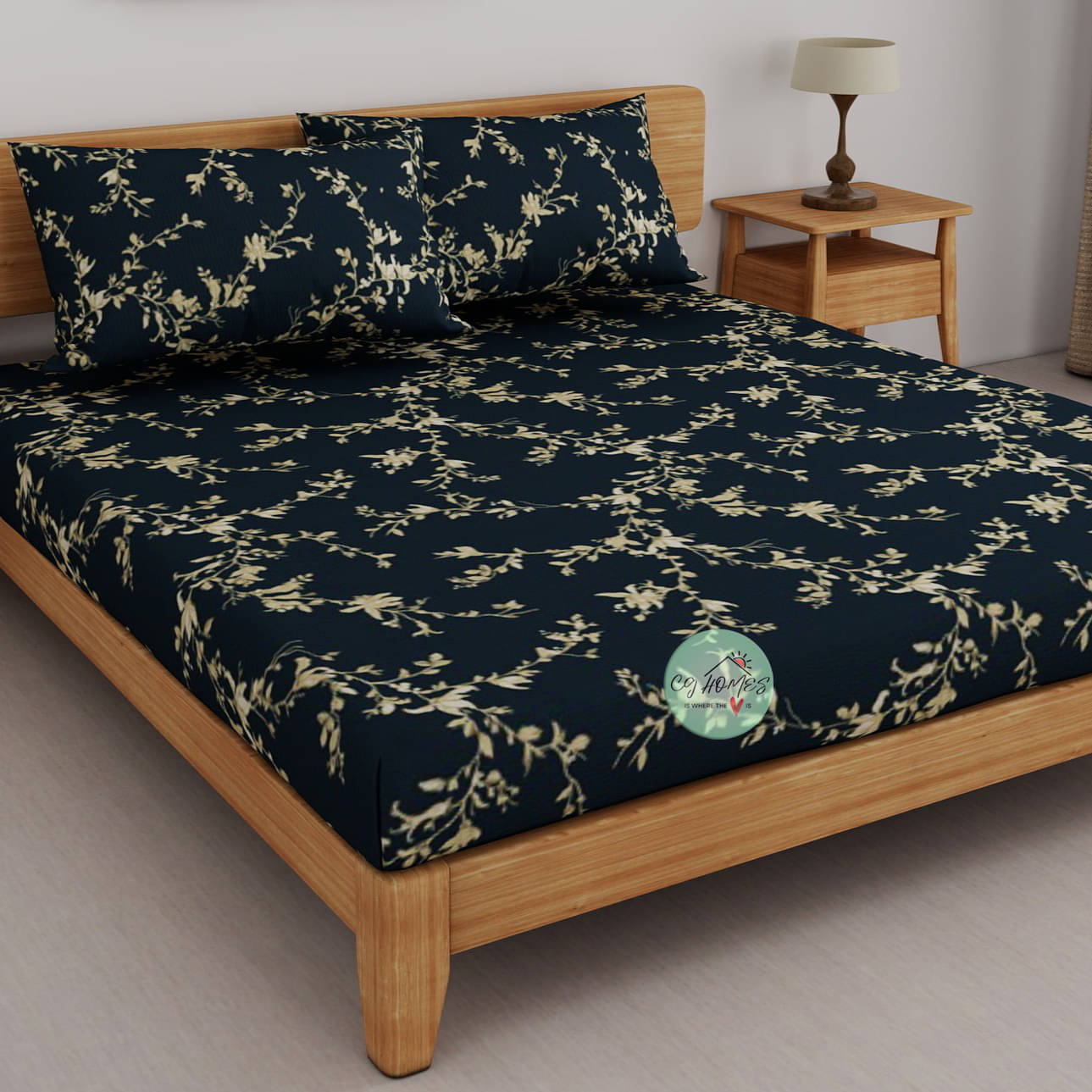     			CG HOMES Microfiber 1 Double Bedsheet with 2 Pillow Covers ( Blue )