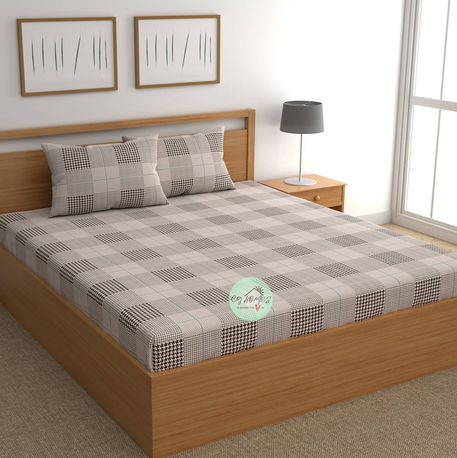     			CG HOMES Microfiber 1 Double Bedsheet with 2 Pillow Covers ( Gray )