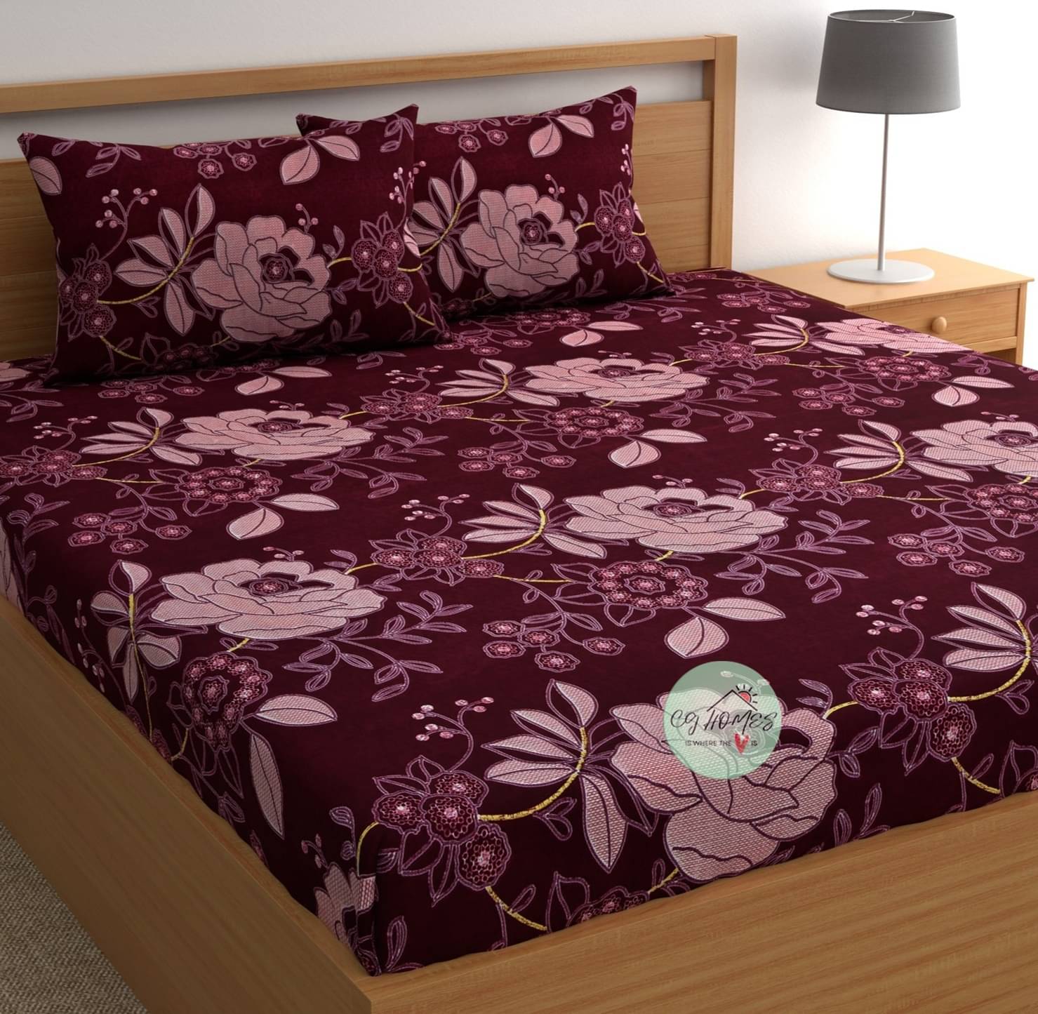 CG HOMES Microfiber 1 Double Bedsheet with 2 Pillow Covers ( Maroon ) CG HOMES Microfiber 1 Double Bedsheet with 2 Pillow Covers ( Maroon )