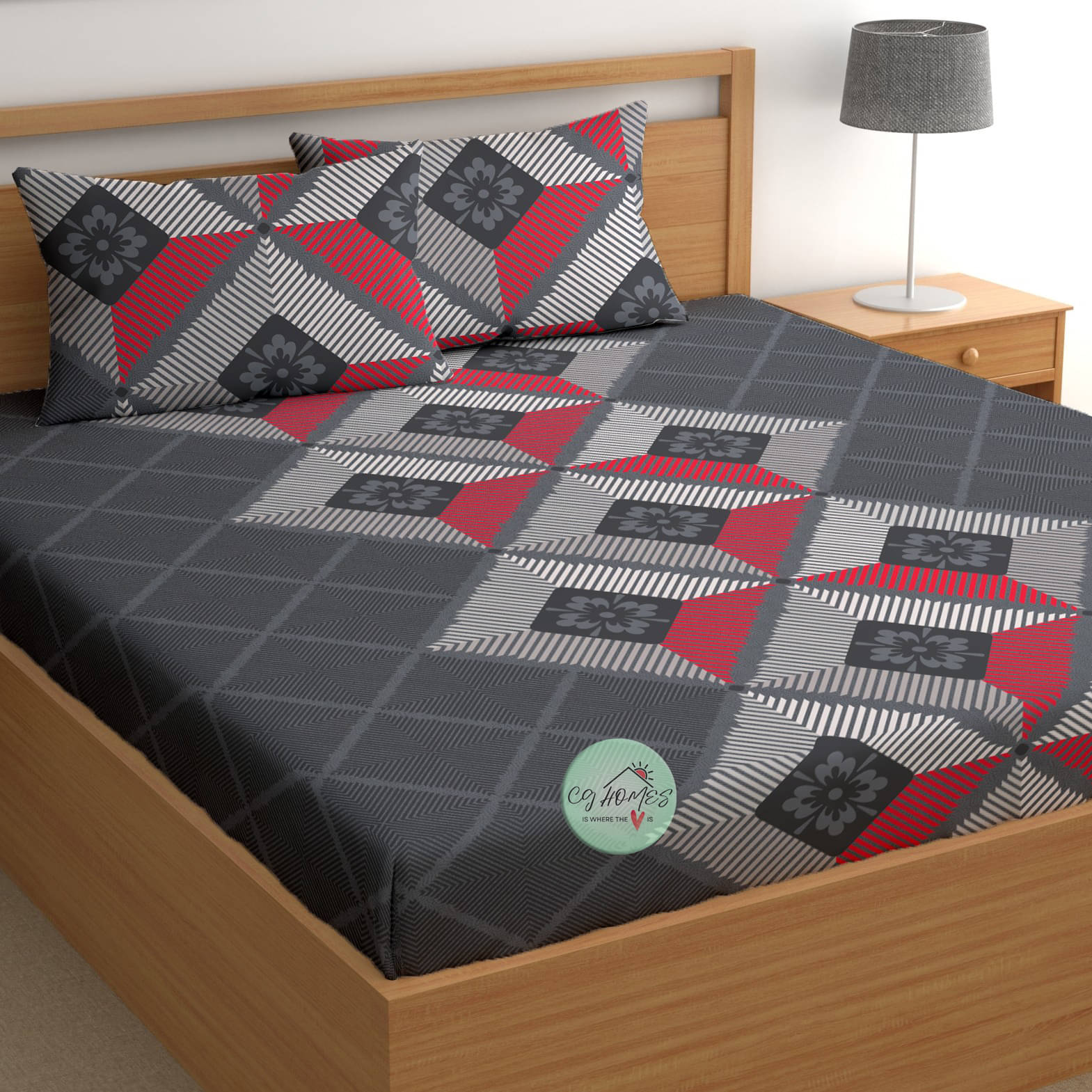     			CG HOMES Microfiber 1 Double Bedsheet with 2 Pillow Covers ( Gray )