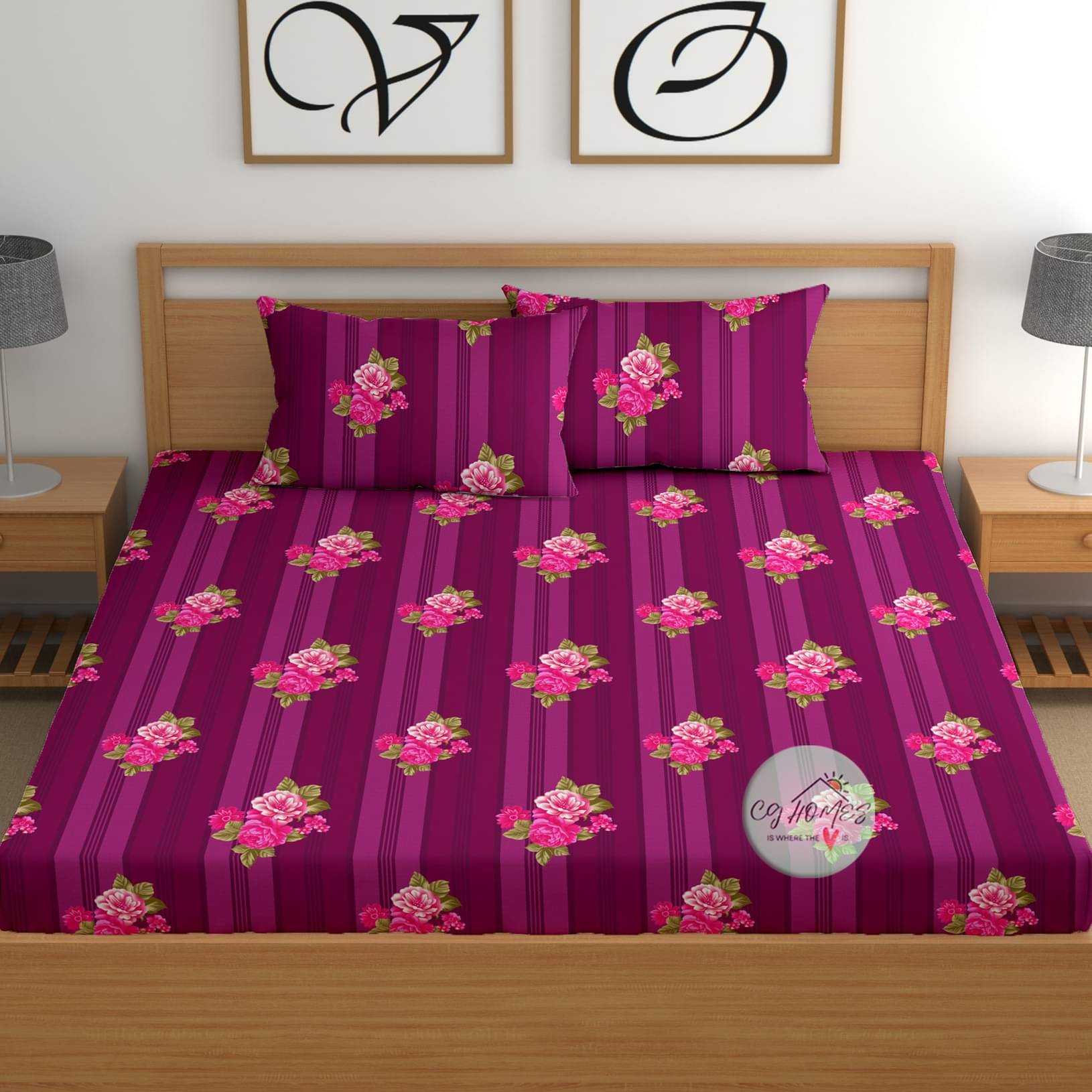 CG HOMES Microfiber 1 Double Bedsheet with 2 Pillow Covers ( Purple ) CG HOMES Microfiber 1 Double Bedsheet with 2 Pillow Covers ( Purple )