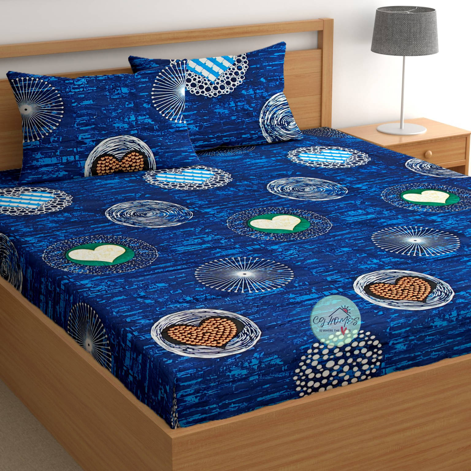     			CG HOMES Microfiber 1 Double Bedsheet with 2 Pillow Covers ( Blue )