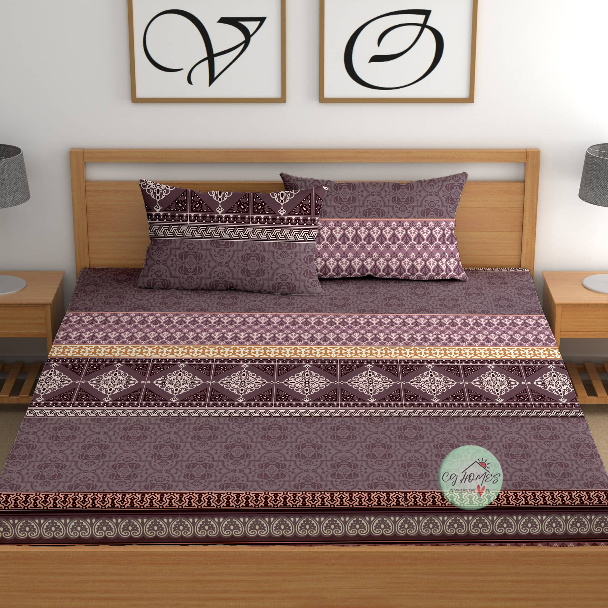     			CG HOMES Microfiber 1 Double Bedsheet with 2 Pillow Covers ( Multicolor )