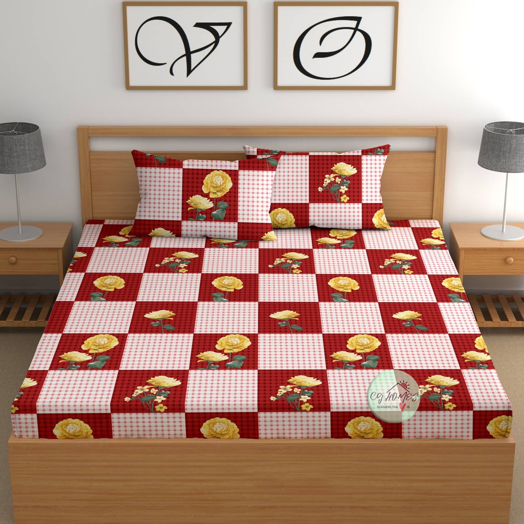 CG HOMES Microfiber 1 Double Bedsheet with 2 Pillow Covers ( Red )     			CG HOMES Microfiber 1 Double Bedsheet with 2 Pillow Covers ( Red )