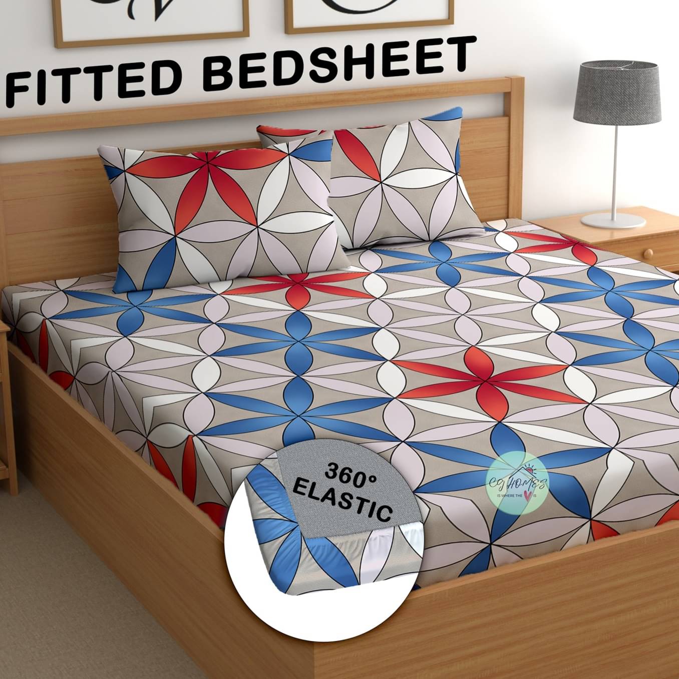 CG HOMES Microfibre Floral Fitted Fitted bedsheet with 2 Pillow Covers ( Double Bed ) - Multi CG HOMES Microfibre Floral Fitted Fitted bedsheet with 2 Pillow Covers ( Double Bed ) - Multi