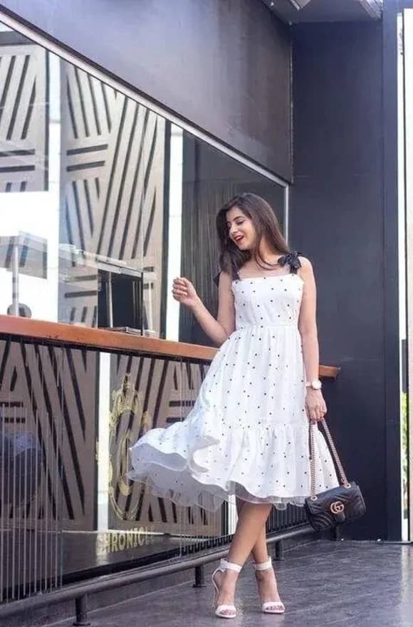     			Divine Bezz Women Crepe Printed Fit & Flare Dress ( White )
