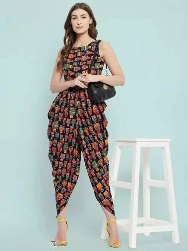     			Divine Bezz Women Printed Crepe Jumpsuit ( Black )