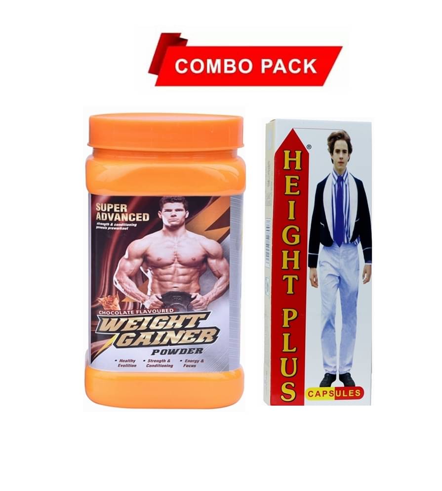 Dr Chopra Super Advanced Weight Gainer Powder 300gm & Surjichem Height Plus Cap 60 no.s Unflavoured Single Pack Dr Chopra Super Advanced Weight Gainer Powder 300gm & Surjichem Height Plus Cap 60 no.s Unflavoured Single Pack