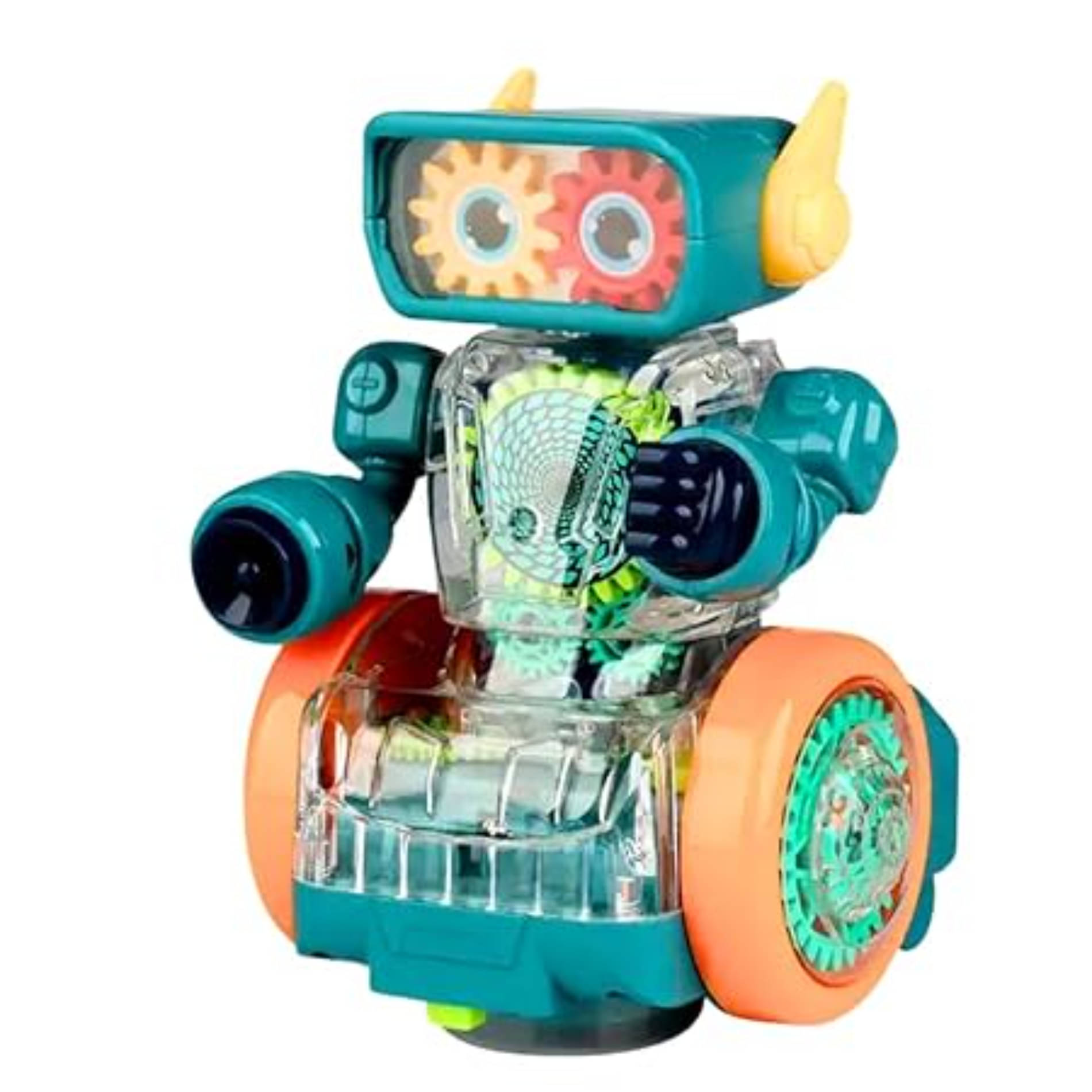 Esnapy Robot Rotating Gear Toy - Transparent Gear Electric Walking Robot Musical Toy for Kids, 360 Degree Rotating Bump & Go Robot Toy with Flashing Lights & Sound for Children Esnapy Robot Rotating Gear Toy - Transparent Gear Electric Walking Robot Musical Toy for Kids, 360 Degree Rotating Bump & Go Robot Toy with Flashing Lights & Sound for Children