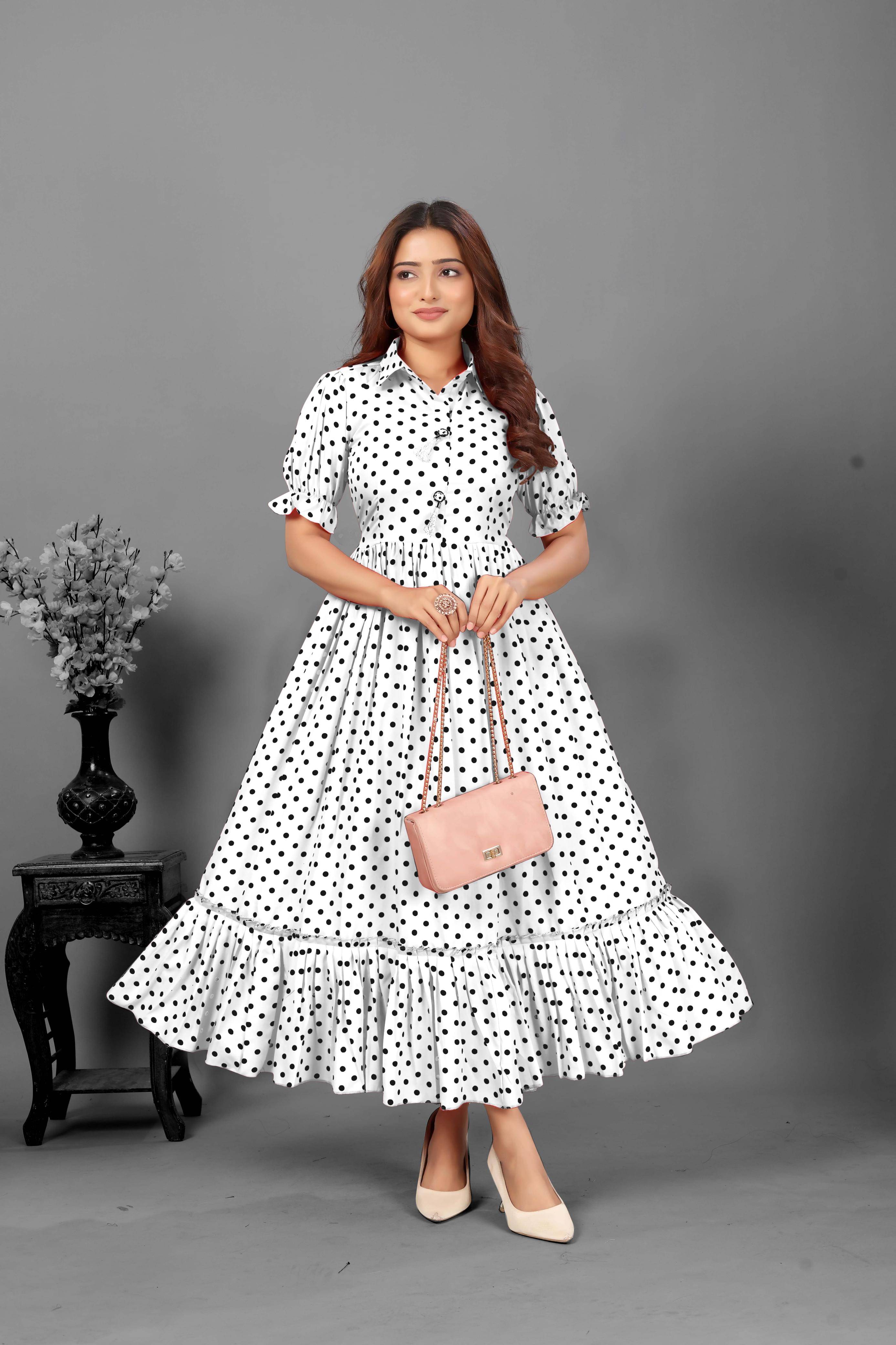     			FANCY FLAIR Women Crepe Printed Fit & Flare Dress ( White )