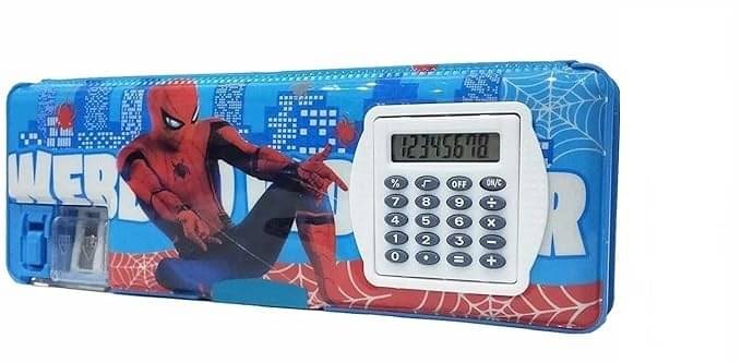     			FREEDY 1 Pcs calculator geometry, calci Geo, Dual Sharpener With Calculator, Double sided Stationary Box for Boys/Girls Art Plastic Pencil Box (Random Selection For Design)(Pack of 1, Multicolor)