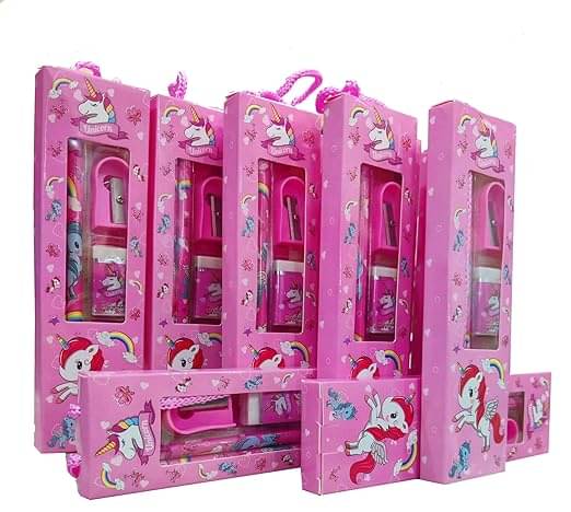 FREEDY 12Pcs Unicorn Stationery Small Gift Set for Kids 2 Pencil/Eraser/Sharpener/Ruler     			FREEDY 12Pcs Unicorn Stationery Small Gift Set for Kids 2 Pencil/Eraser/Sharpener/Ruler