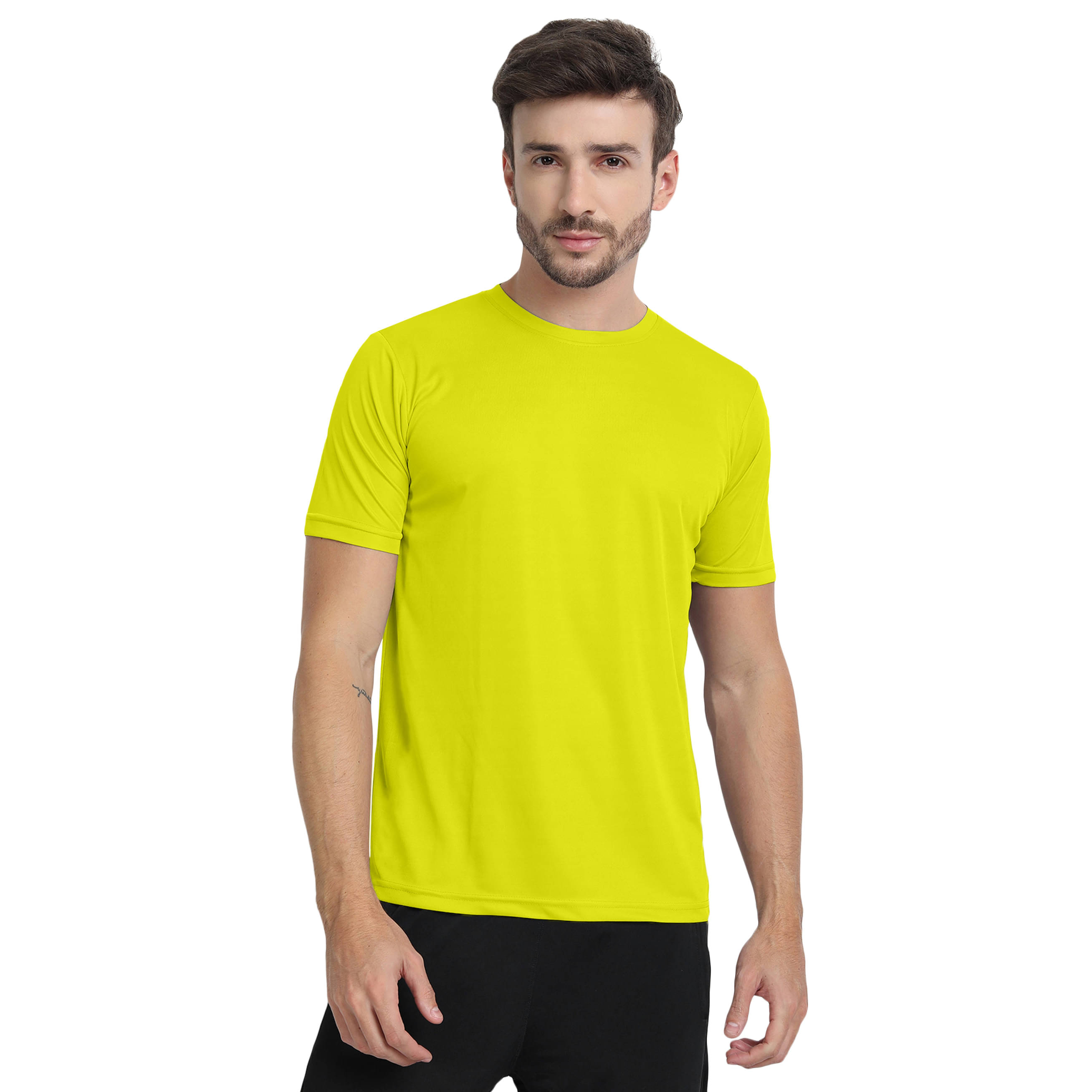     			FTX Men Polyester Regular Fit Solid T-Shirt ( Yellow )