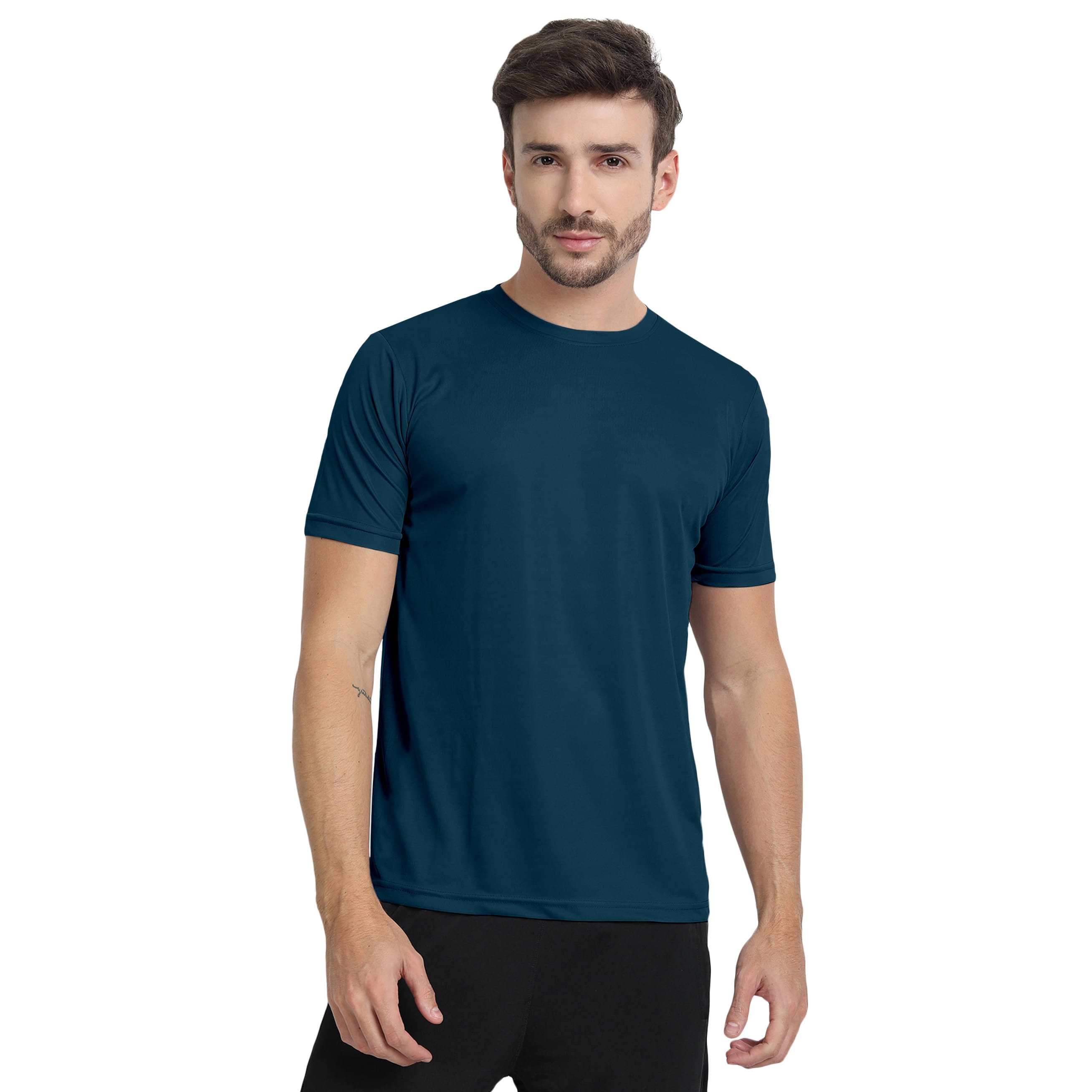     			FTX Men Polyester Regular Fit Solid T-Shirt ( Blue )
